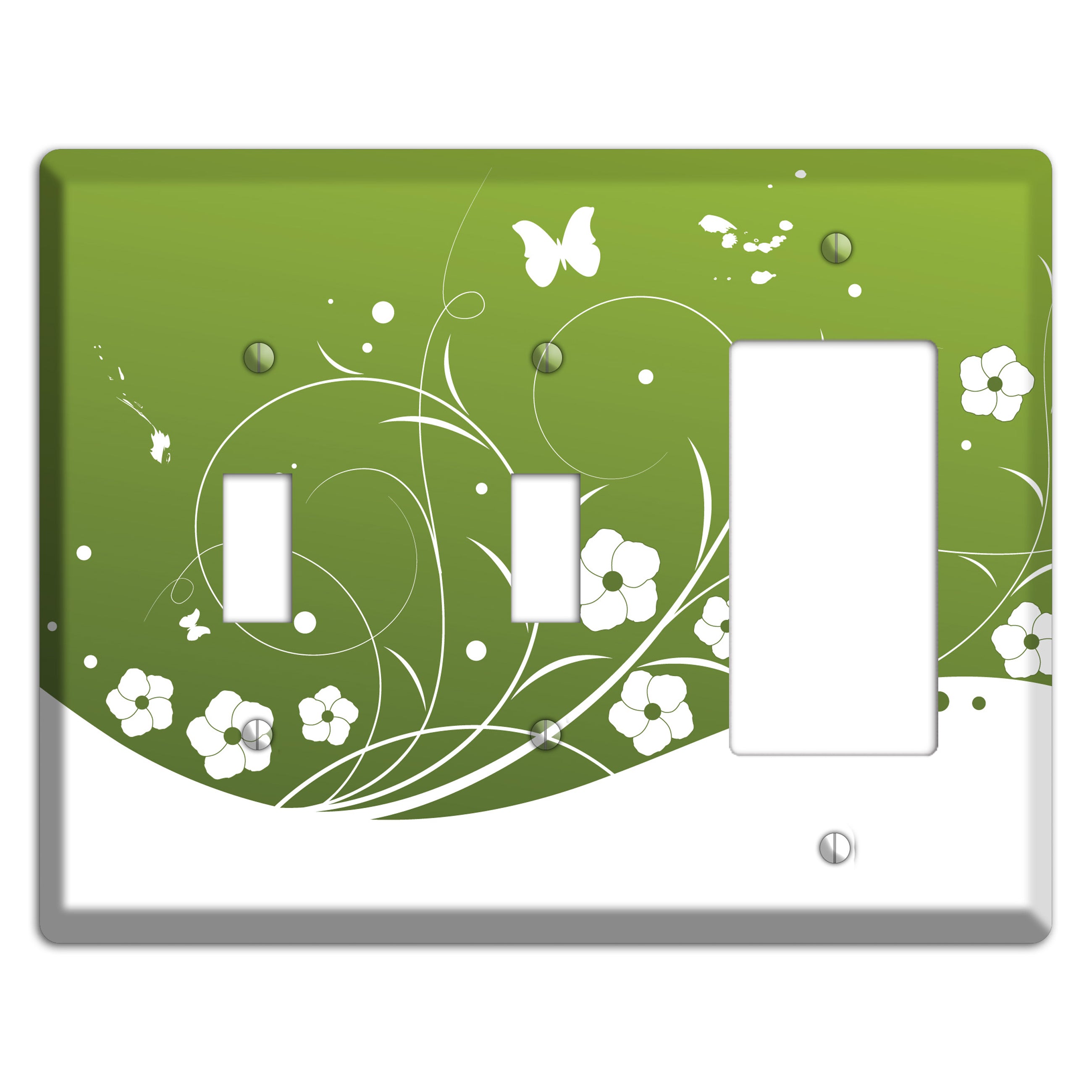 Green Floral Sprig 2 Toggle / Rocker Wallplate