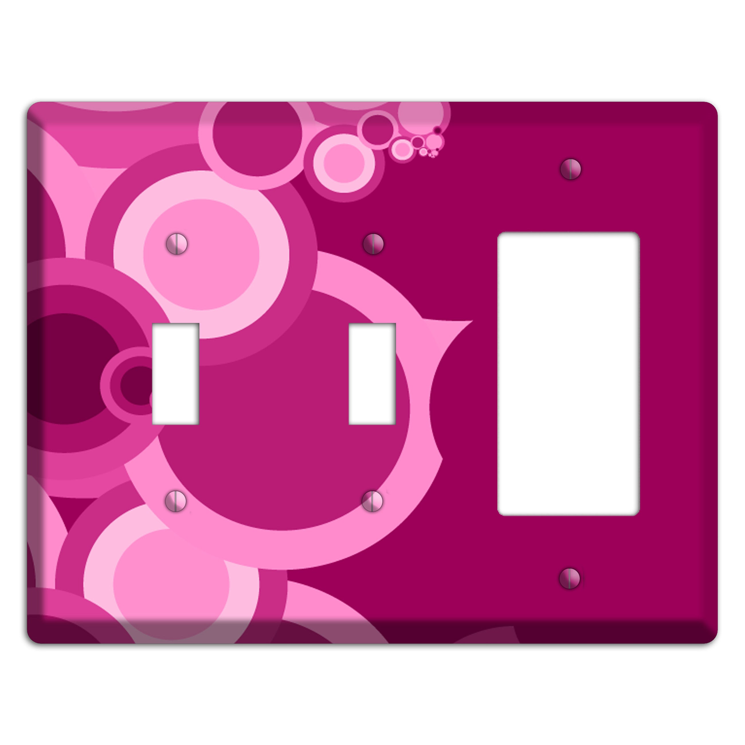 Pink and Fuschia Circles 2 Toggle / Rocker Wallplate