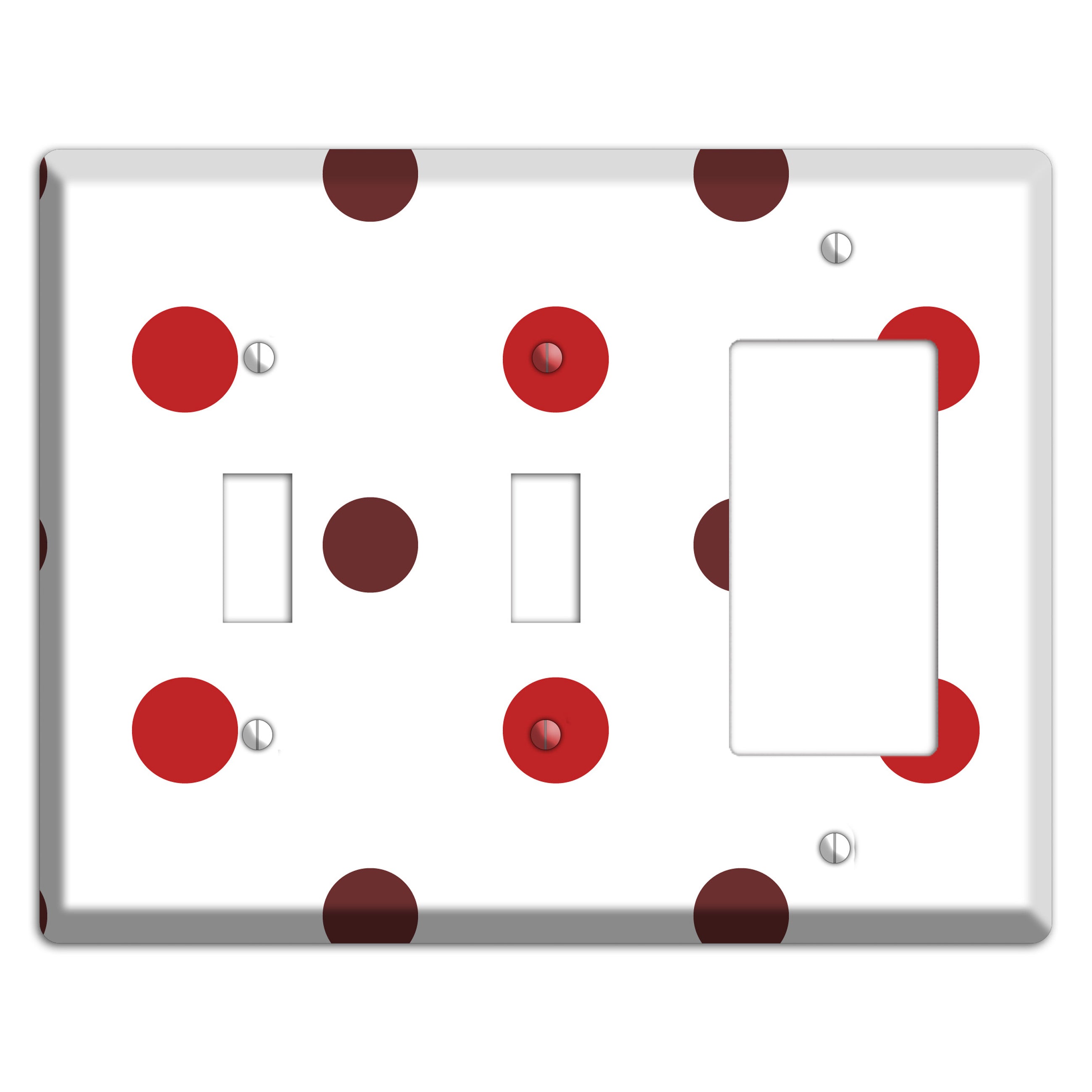 Red and Brown Medium Polka Dots 2 Toggle / Rocker Wallplate