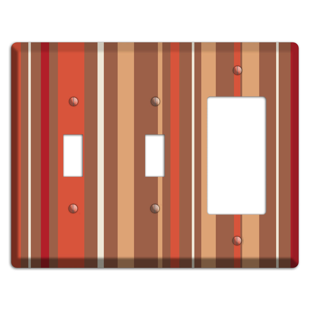 Multi Coral Vertical Stripe 2 Toggle / Rocker Wallplate