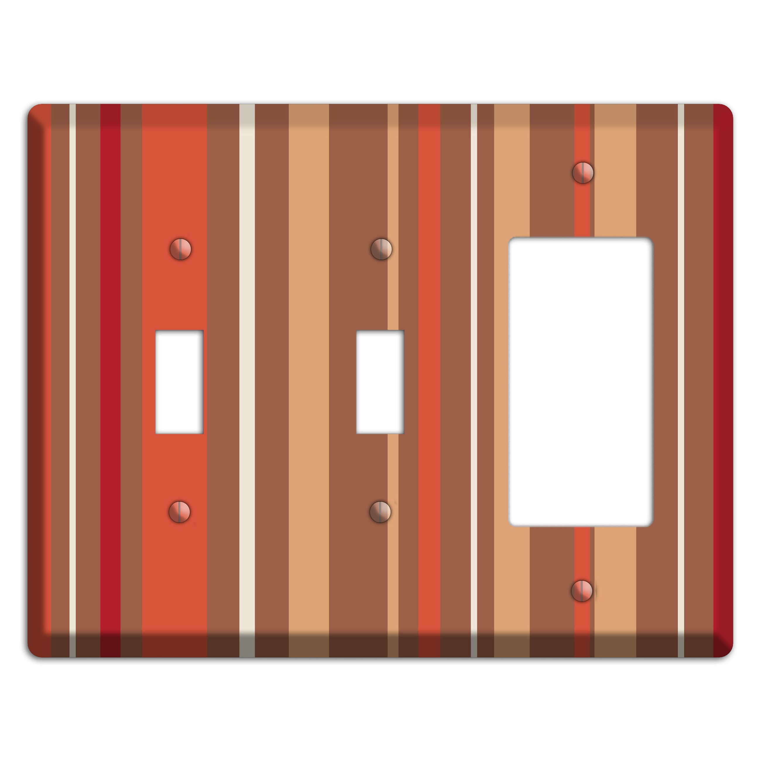 Multi Coral Vertical Stripe 2 Toggle / Rocker Wallplate