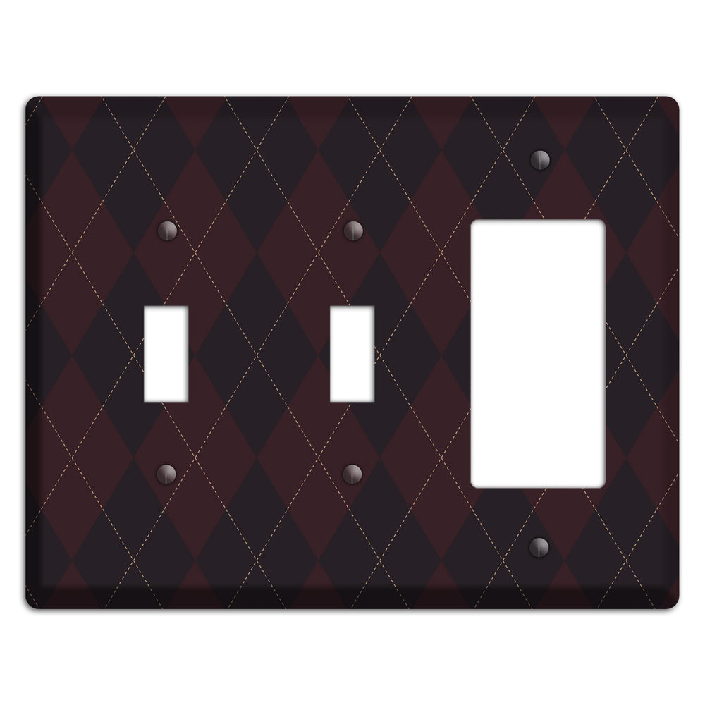 Black Argyle 2 Toggle / Rocker Wallplate
