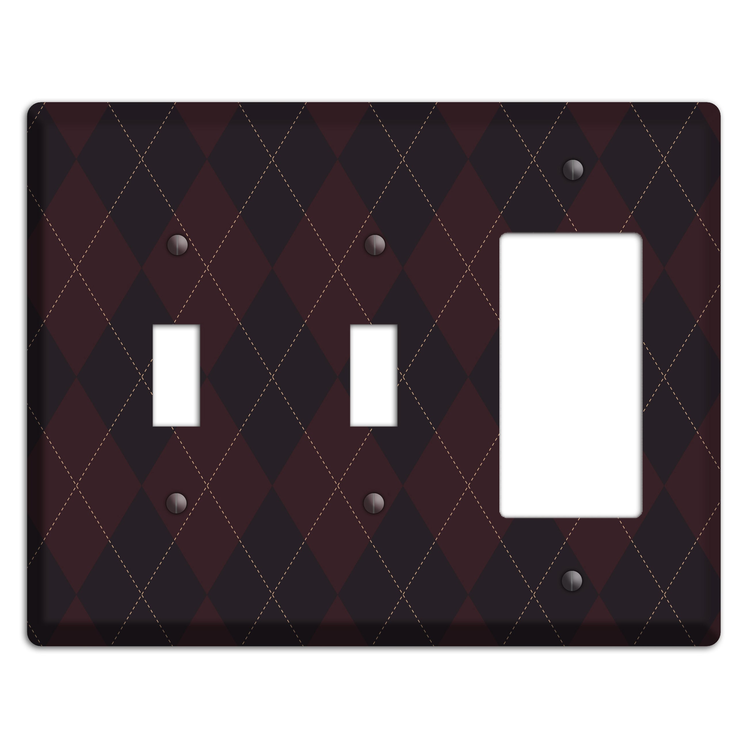 Black Argyle 2 Toggle / Rocker Wallplate
