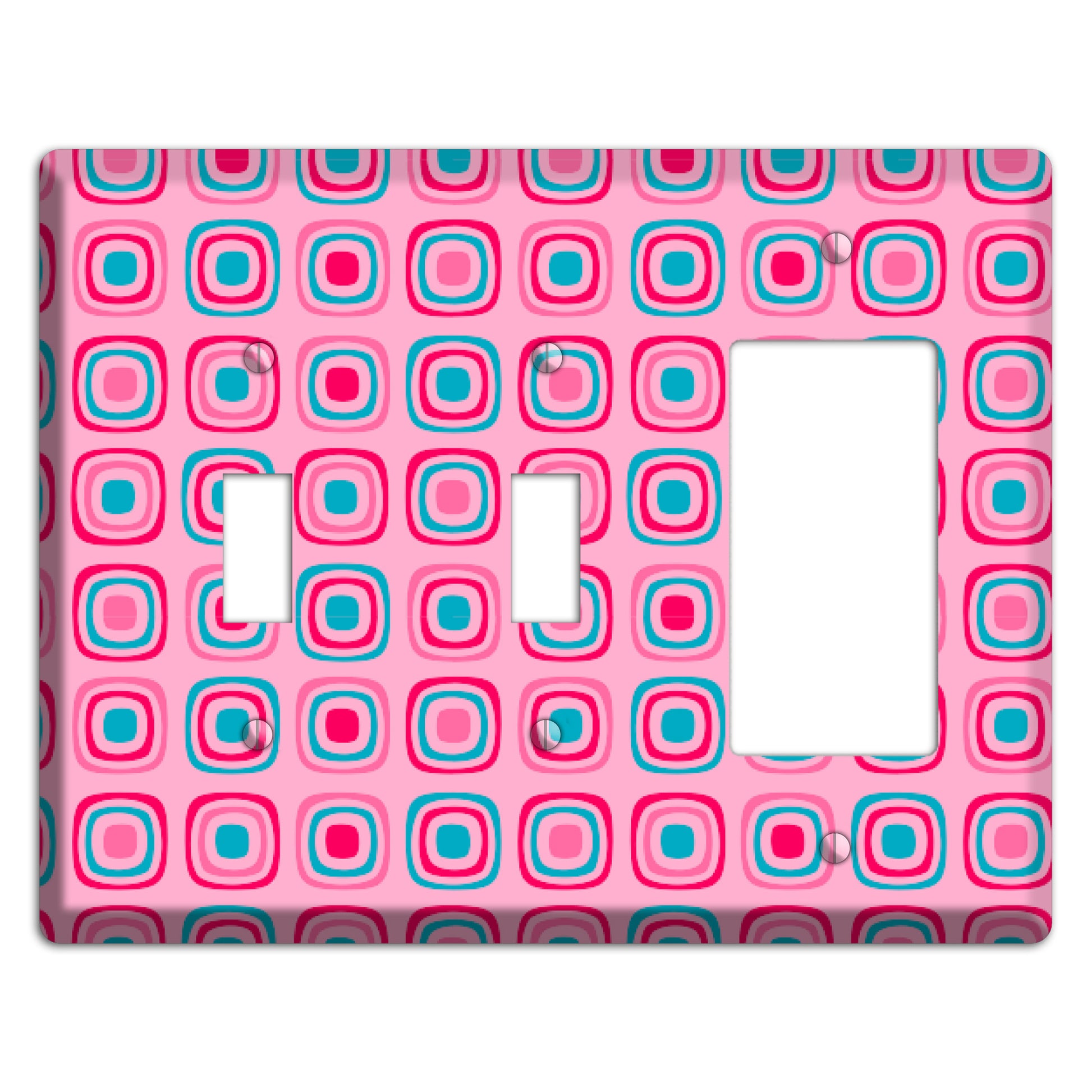 Pink and Blue Rounded Squares 2 Toggle / Rocker Wallplate