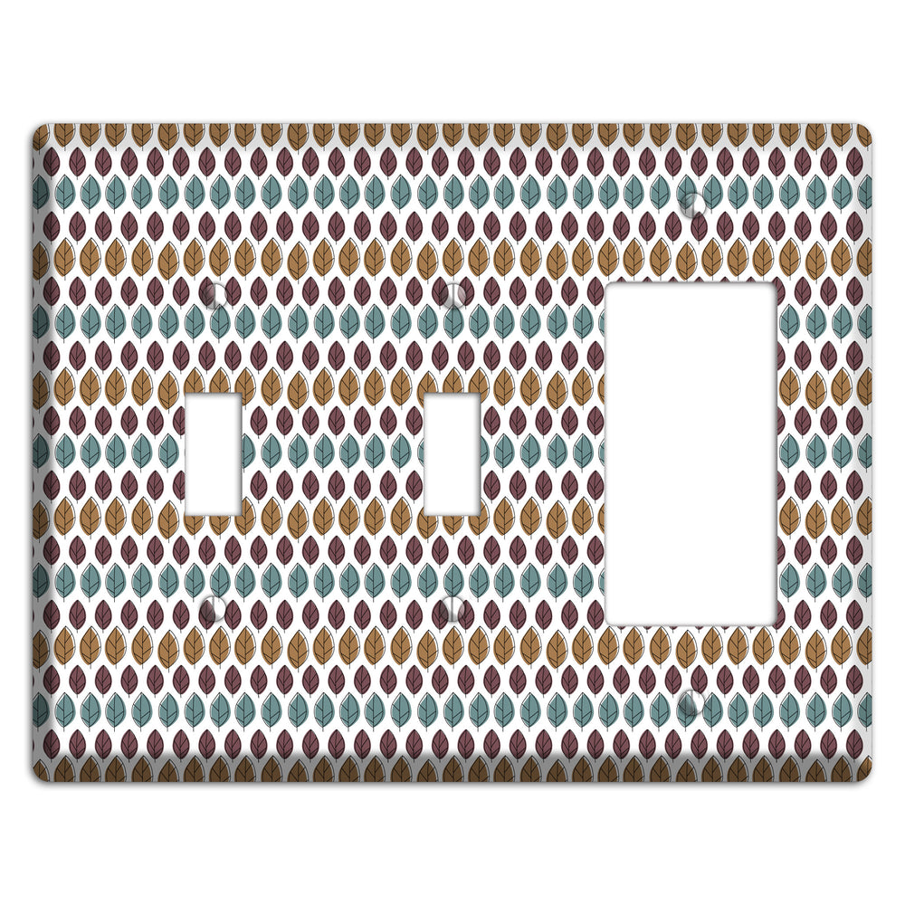 Multi Brown Dusty Blue Leaf Contour 2 Toggle / Rocker Wallplate