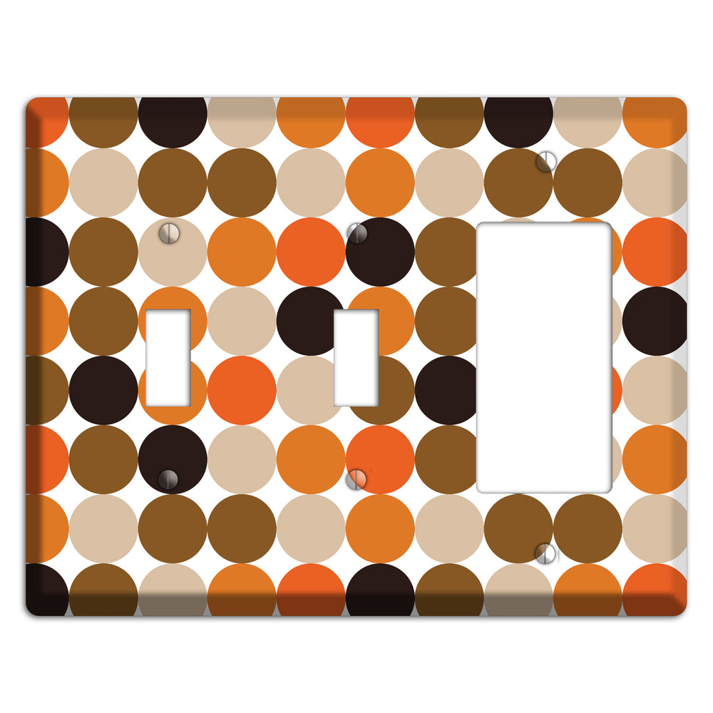 Orange Brown Black Beige Tiled Dots 2 Toggle / Rocker Wallplate