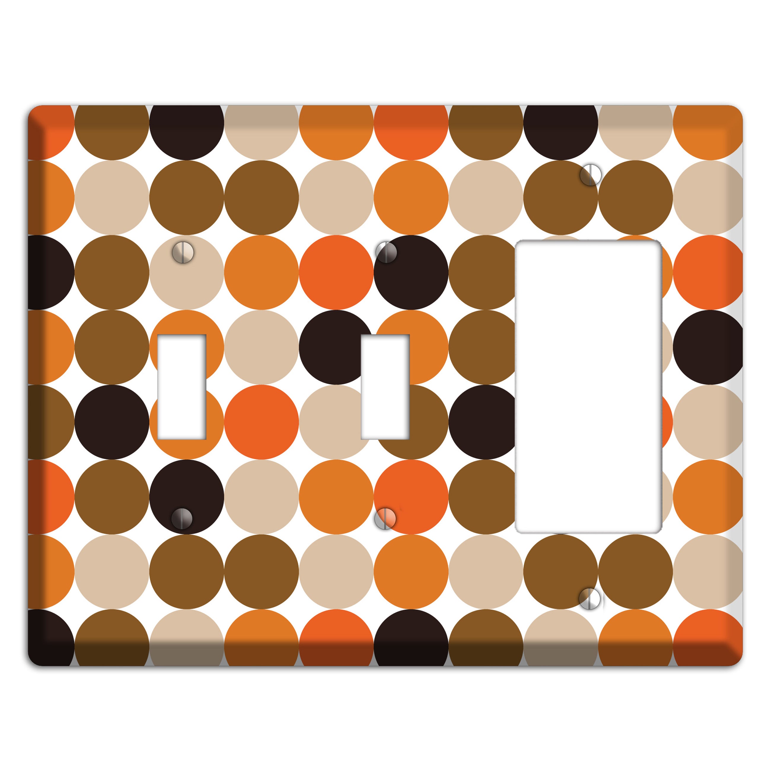 Orange Brown Black Beige Tiled Dots 2 Toggle / Rocker Wallplate