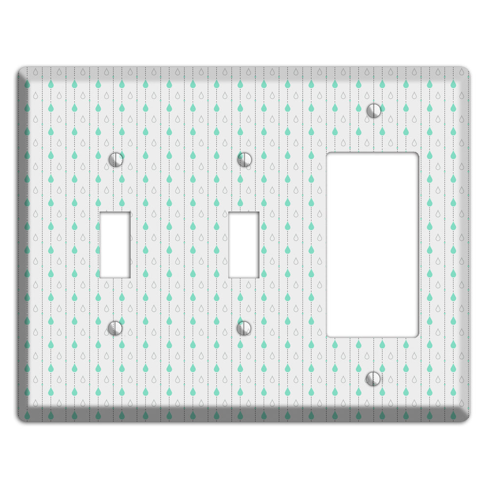 White and Blue Drops 2 Toggle / Rocker Wallplate