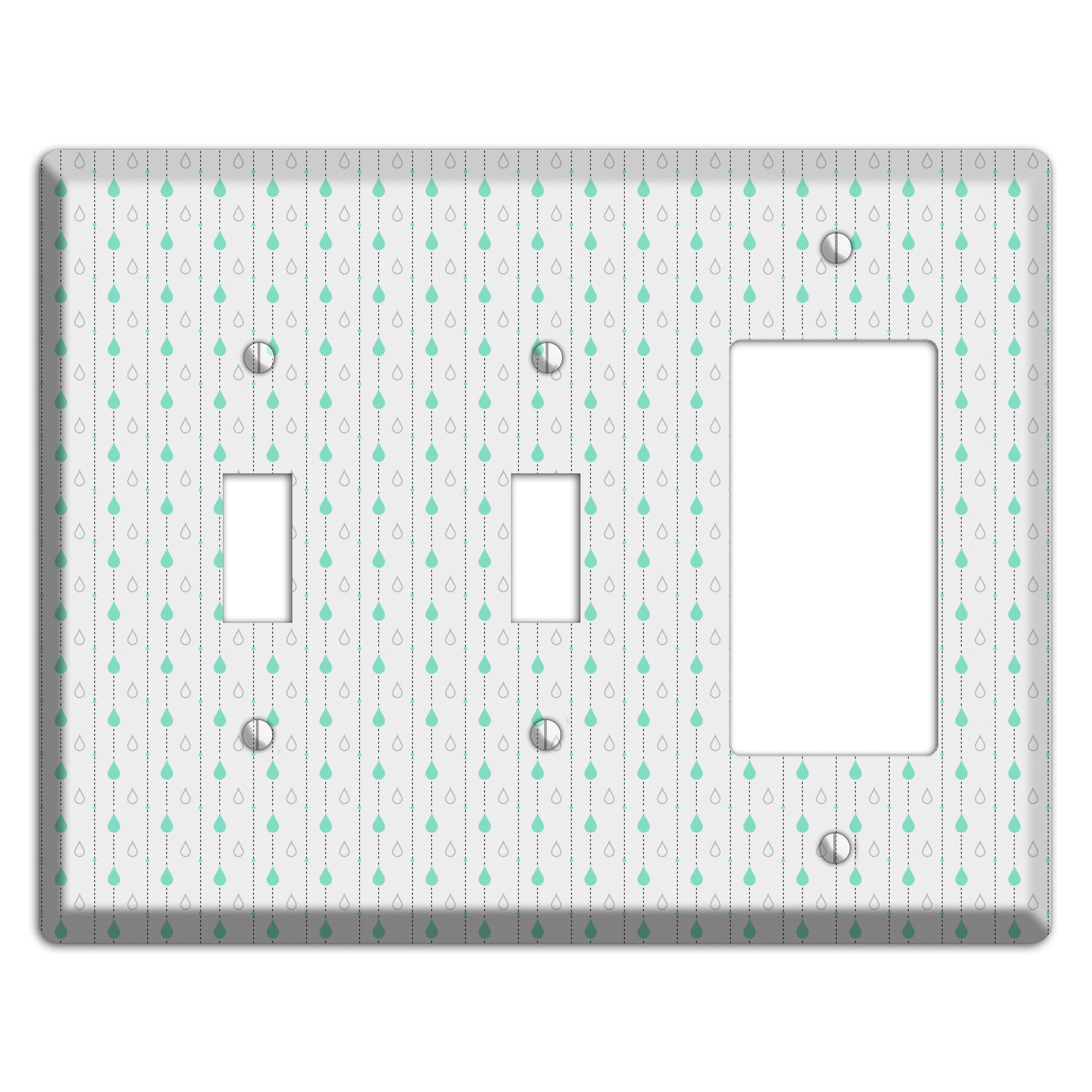 White and Blue Drops 2 Toggle / Rocker Wallplate