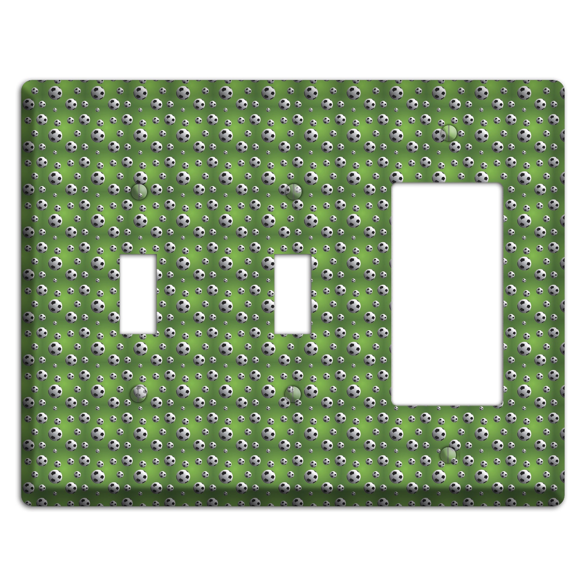 Green with Soccer Balls 2 Toggle / Rocker Wallplate