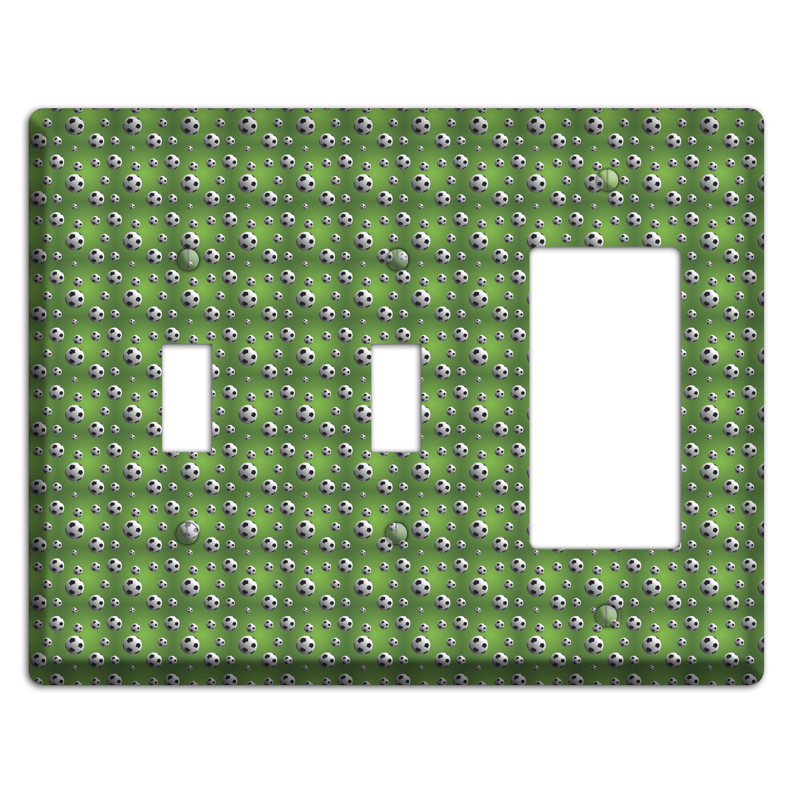 Green with Soccer Balls 2 Toggle / Rocker Wallplate