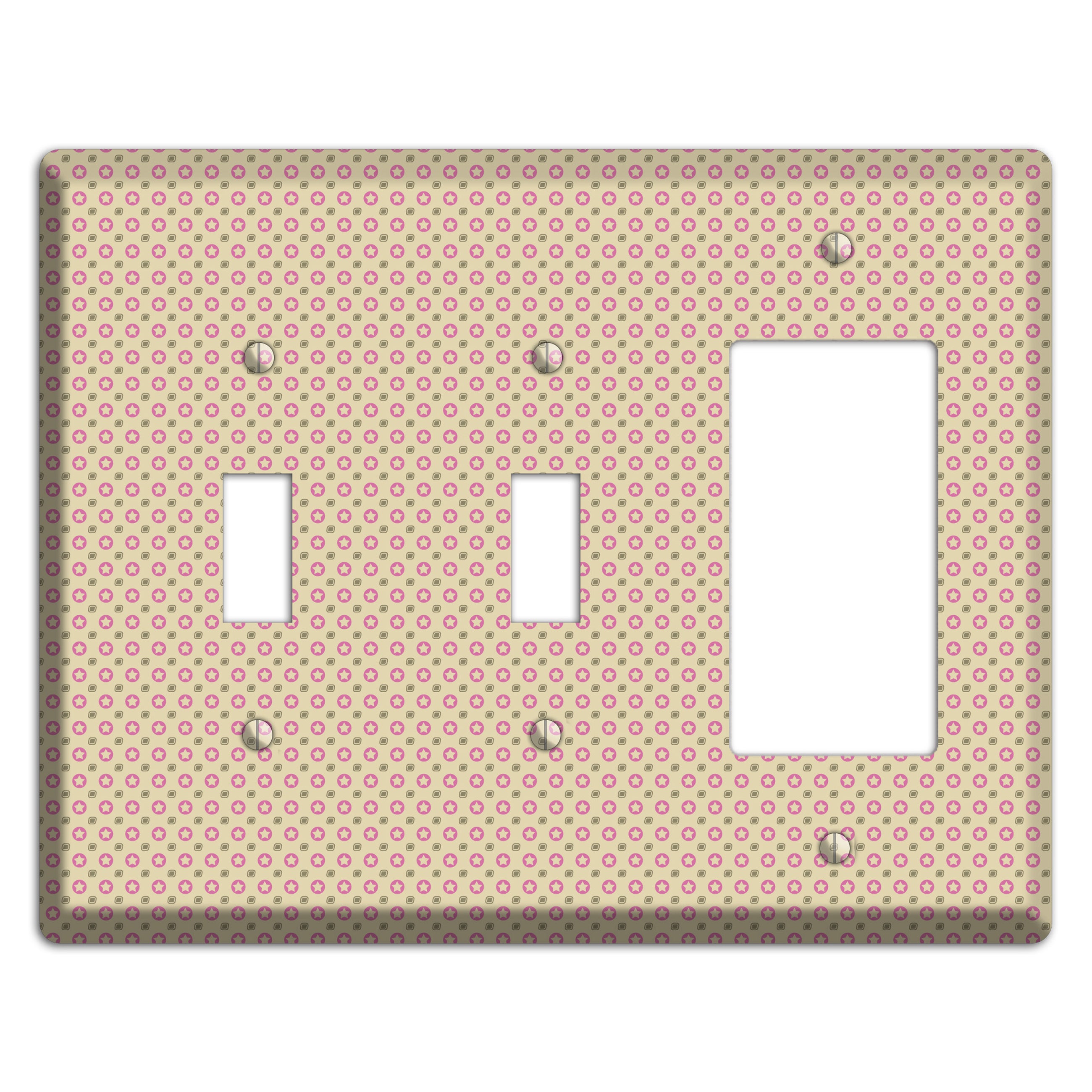 Beige with Pink Stars 2 Toggle / Rocker Wallplate