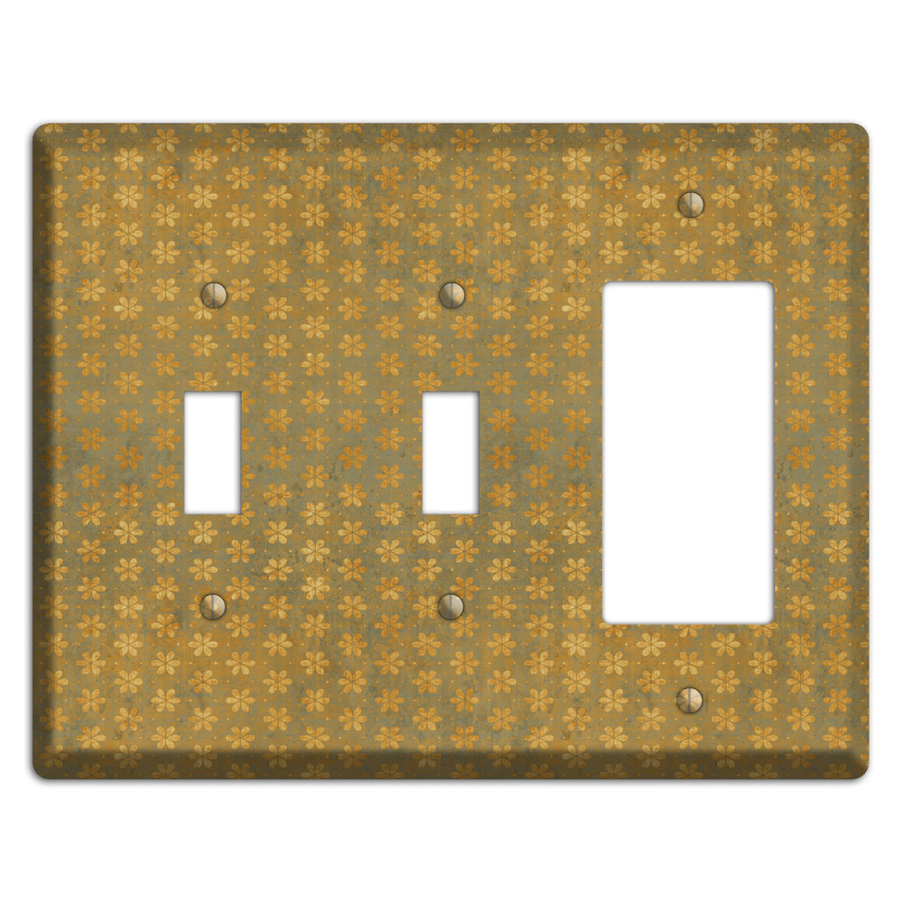 Olive Grunge Floral Contour 2 Toggle / Rocker Wallplate