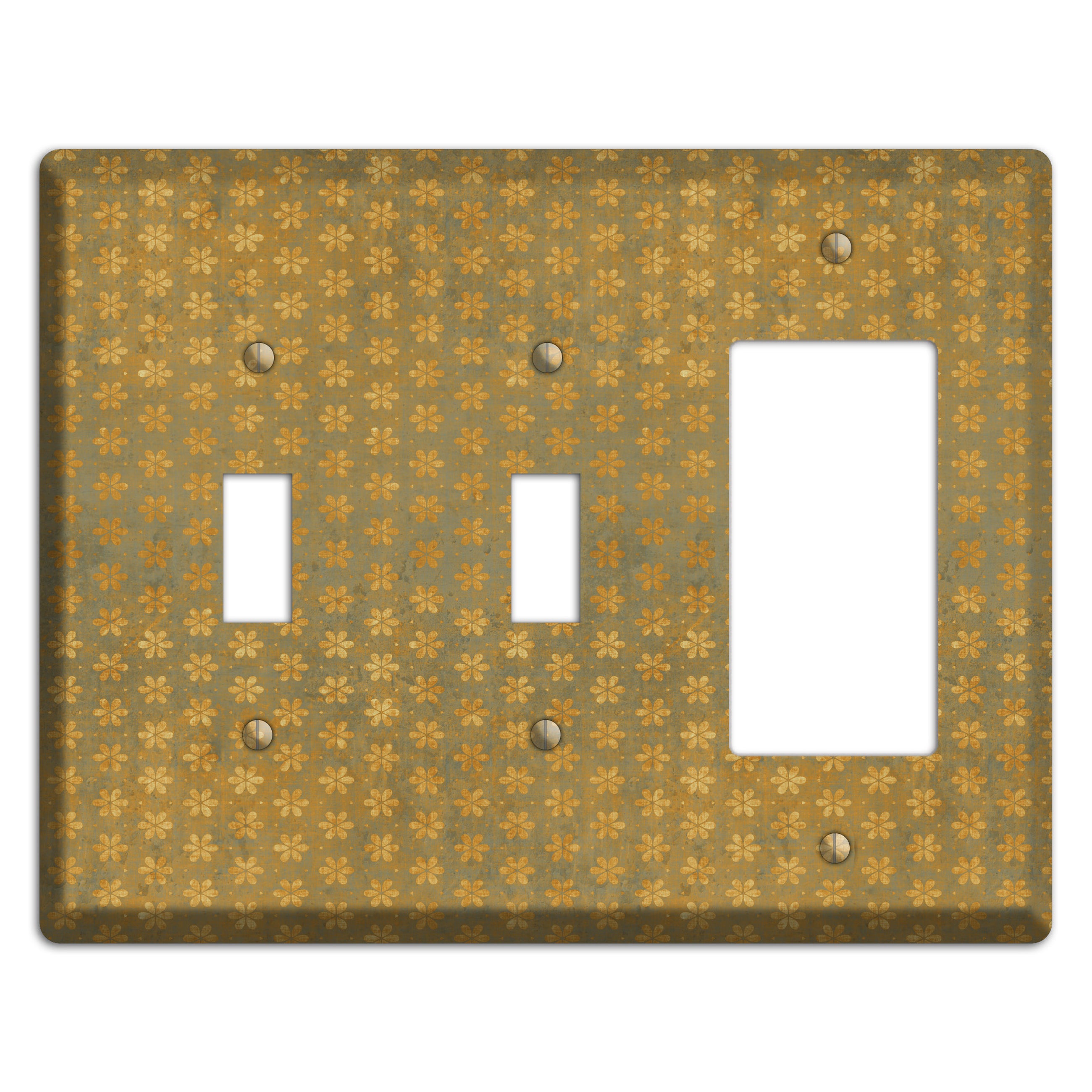 Olive Grunge Floral Contour 2 Toggle / Rocker Wallplate