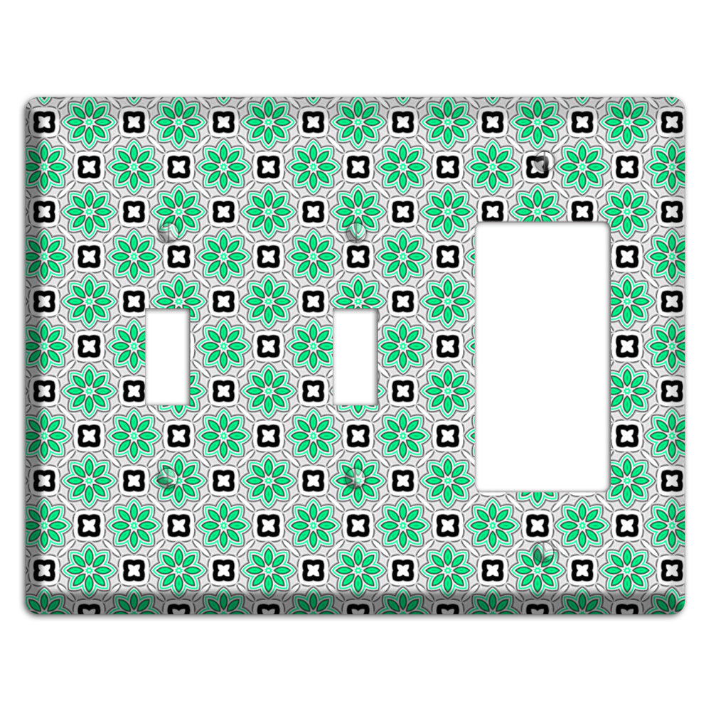 Green and Black Foulard 2 Toggle / Rocker Wallplate