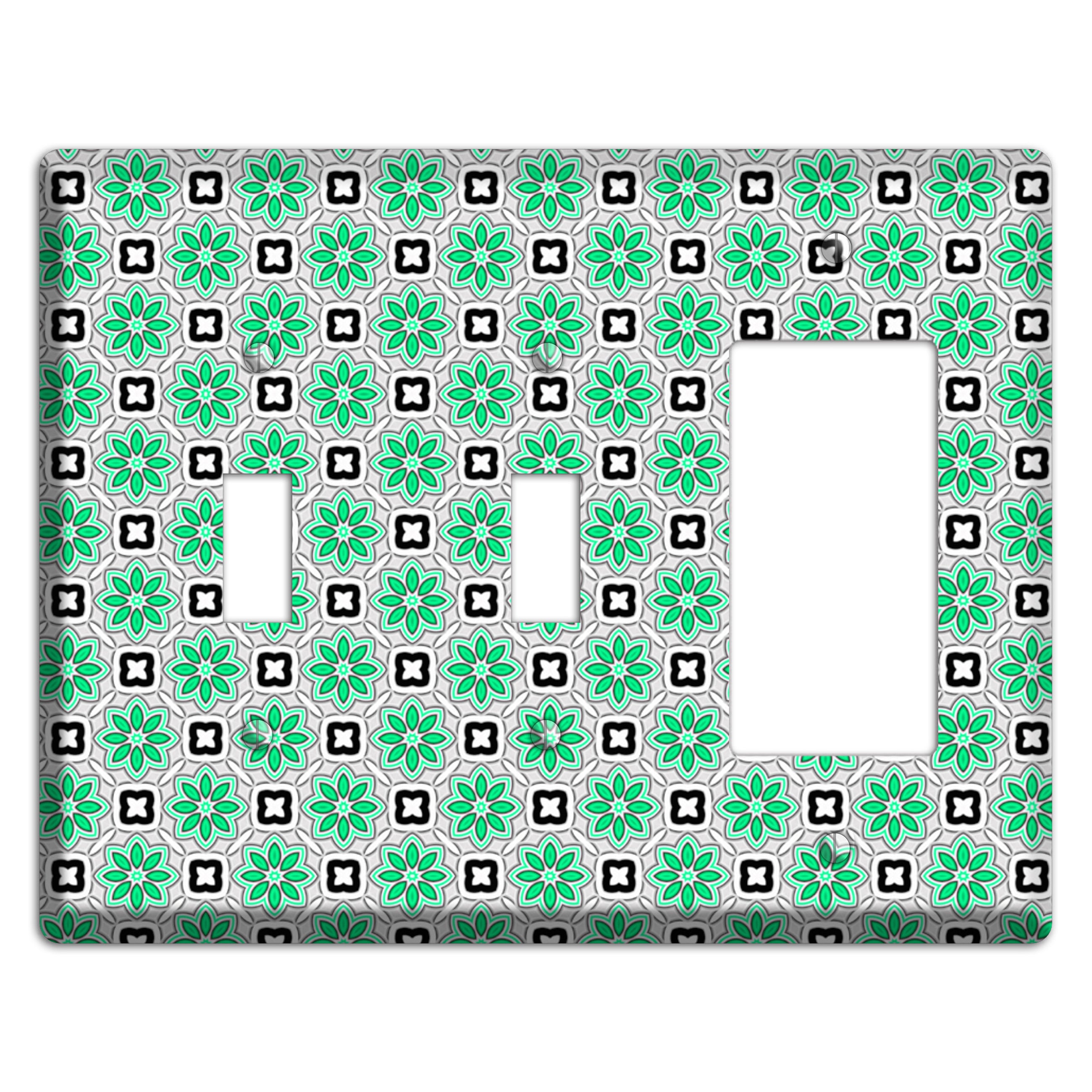 Green and Black Foulard 2 Toggle / Rocker Wallplate