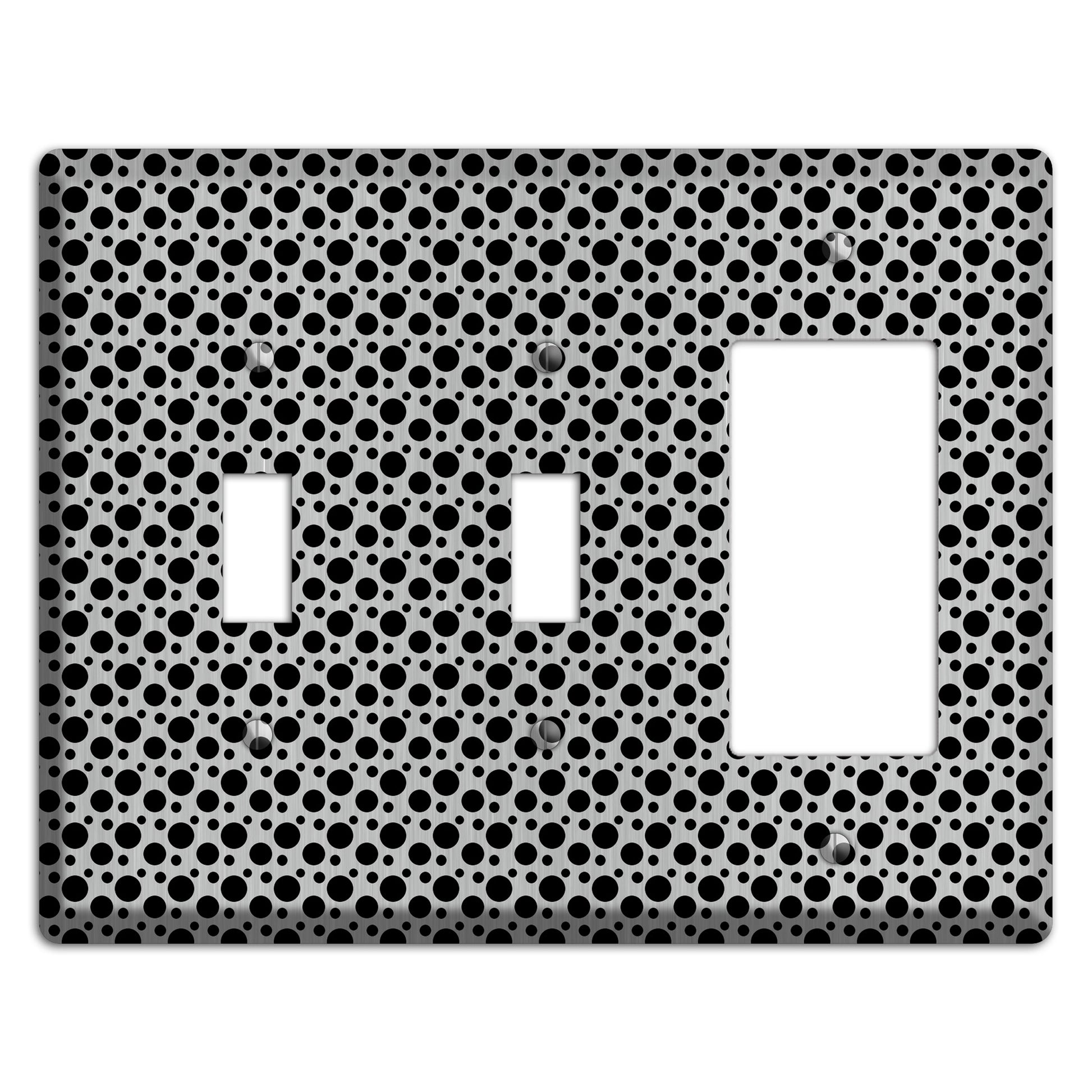 Small and Tiny Polka Dots Stainless 2 Toggle / Rocker Wallplate