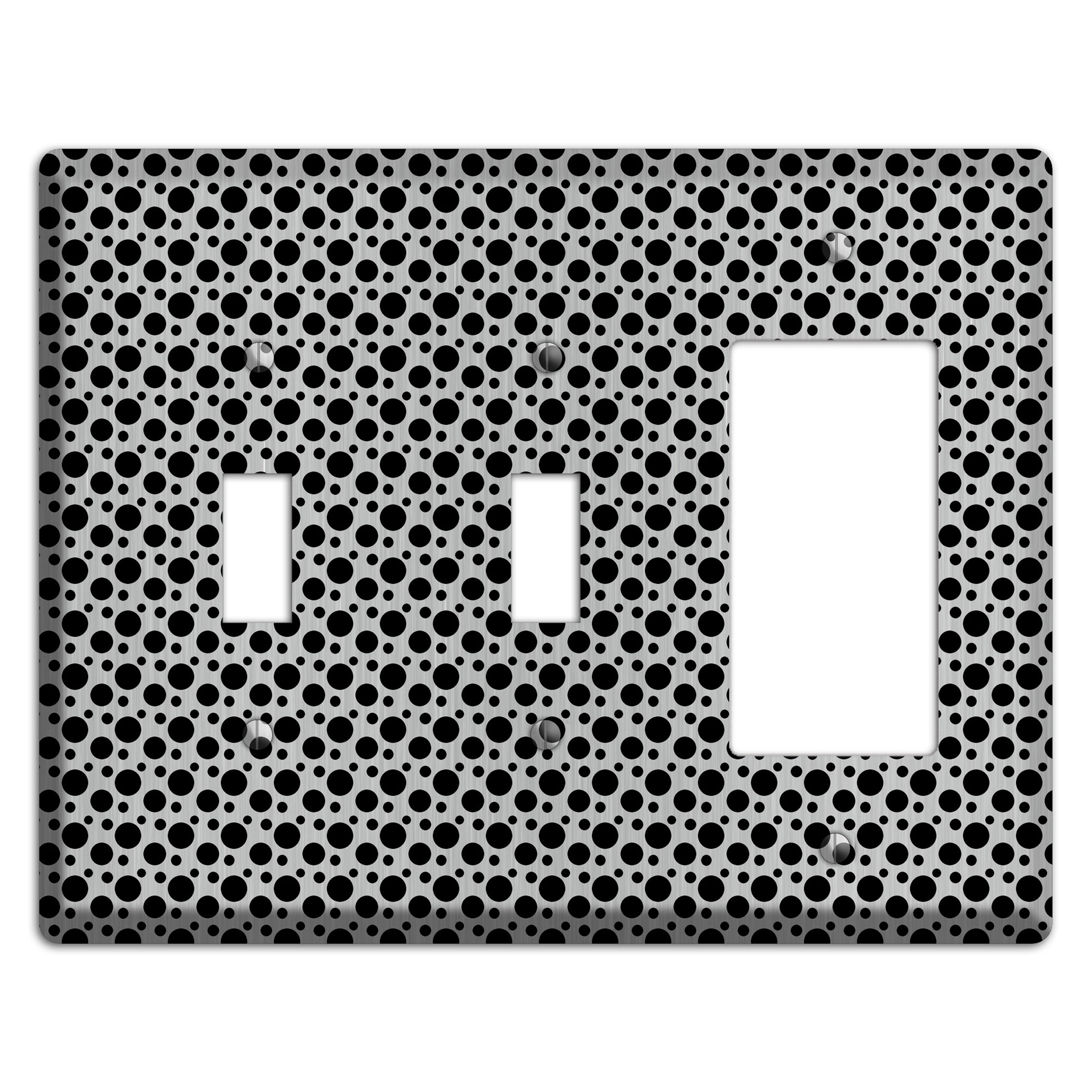 Small and Tiny Polka Dots Stainless 2 Toggle / Rocker Wallplate