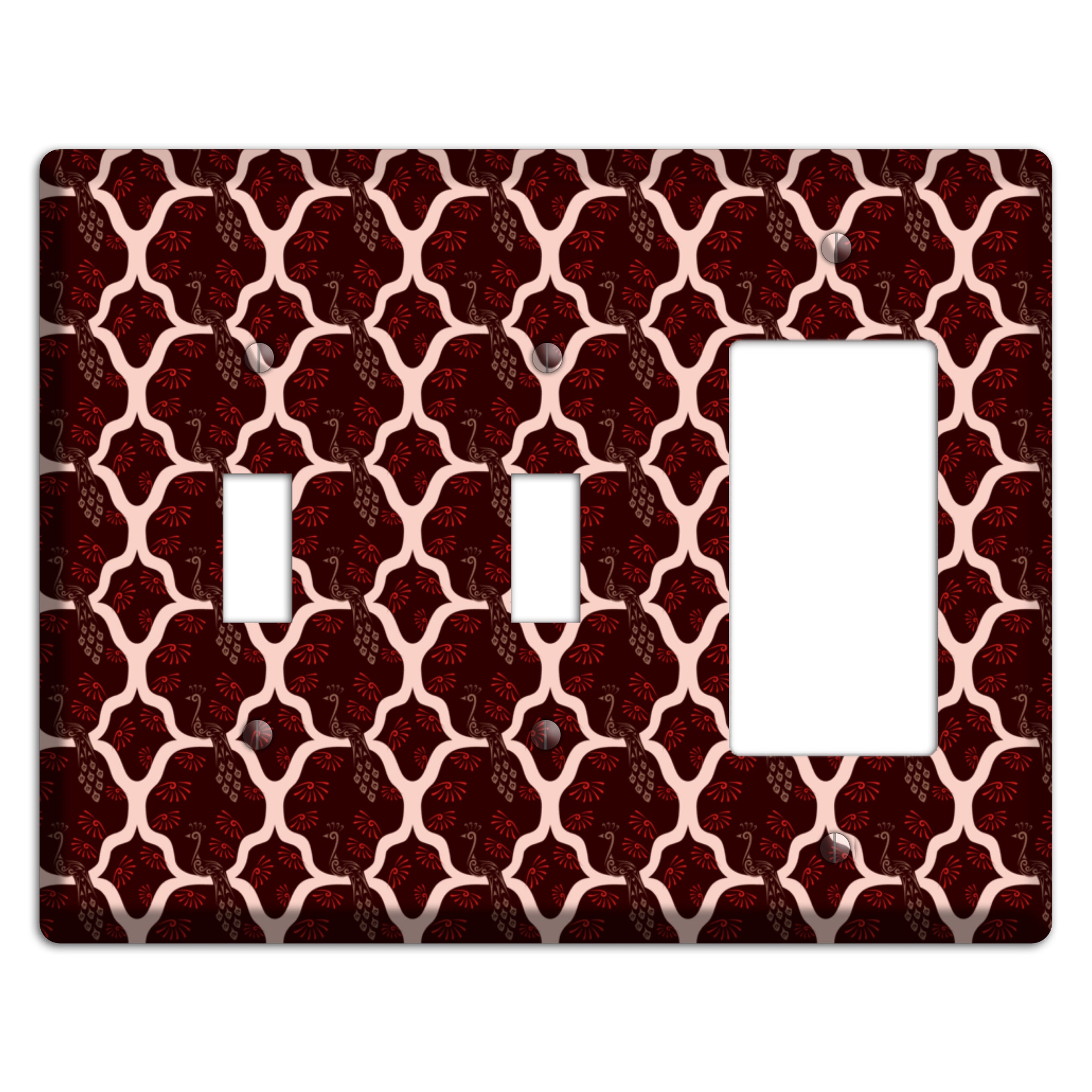 Dark Quatrefoil Peacock 2 Toggle / Rocker Wallplate