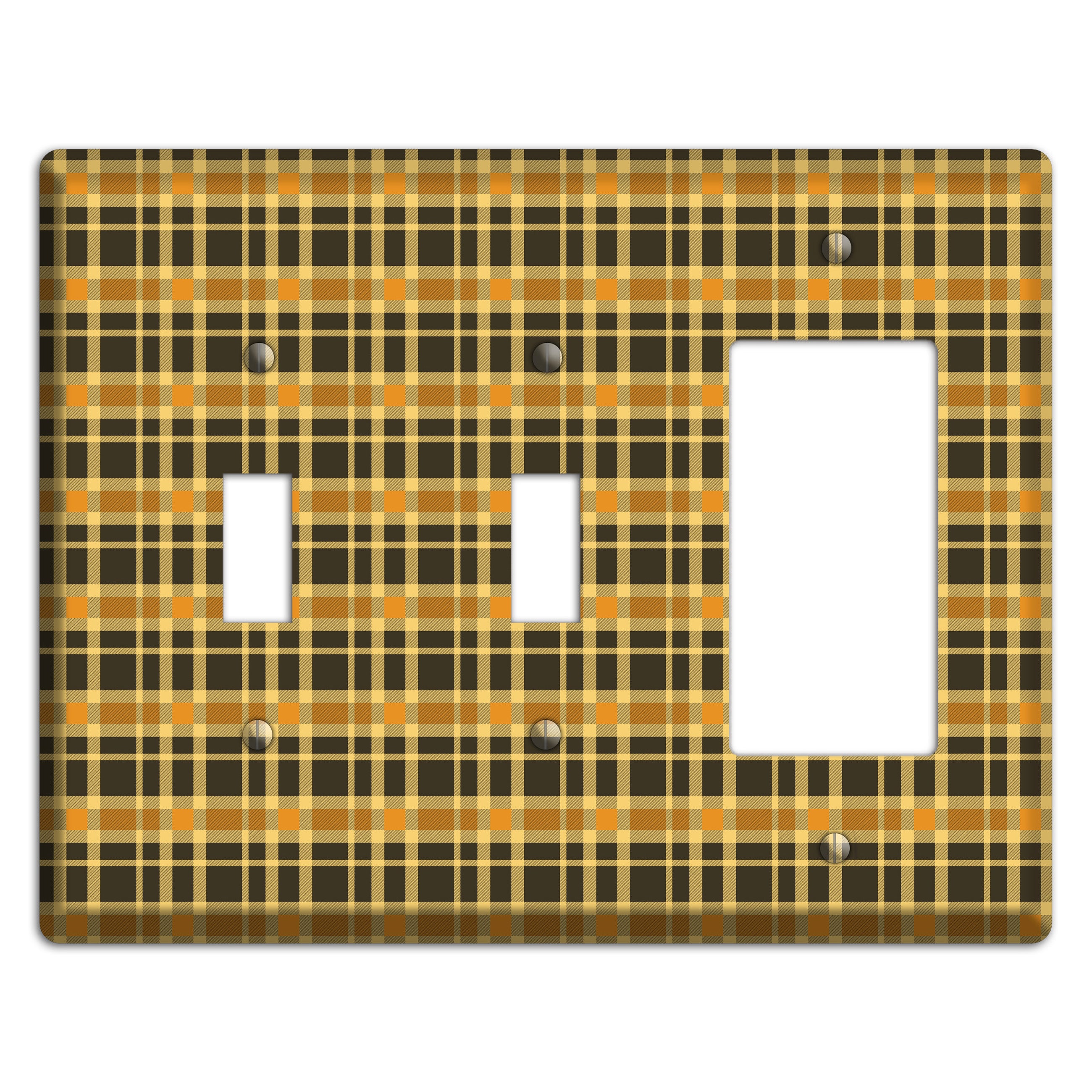 Mustard and Black Plaid 2 Toggle / Rocker Wallplate