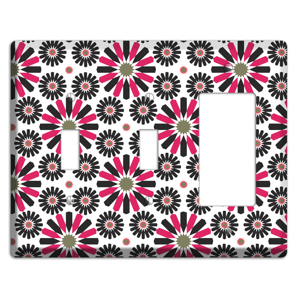 Red and Brown Scandinavian Floral 2 Toggle / Rocker Wallplate