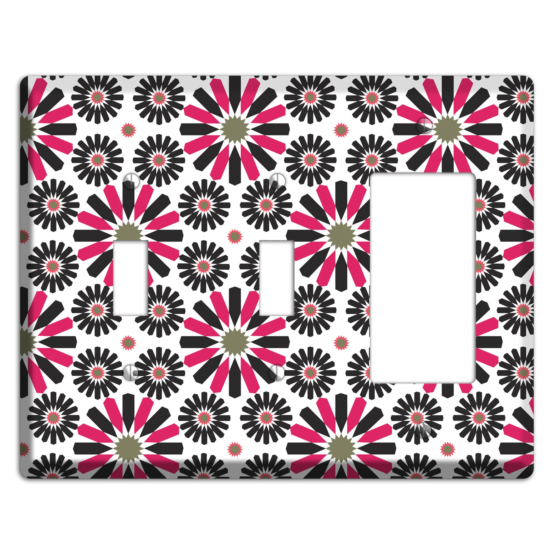 Red and Brown Scandinavian Floral 2 Toggle / Rocker Wallplate