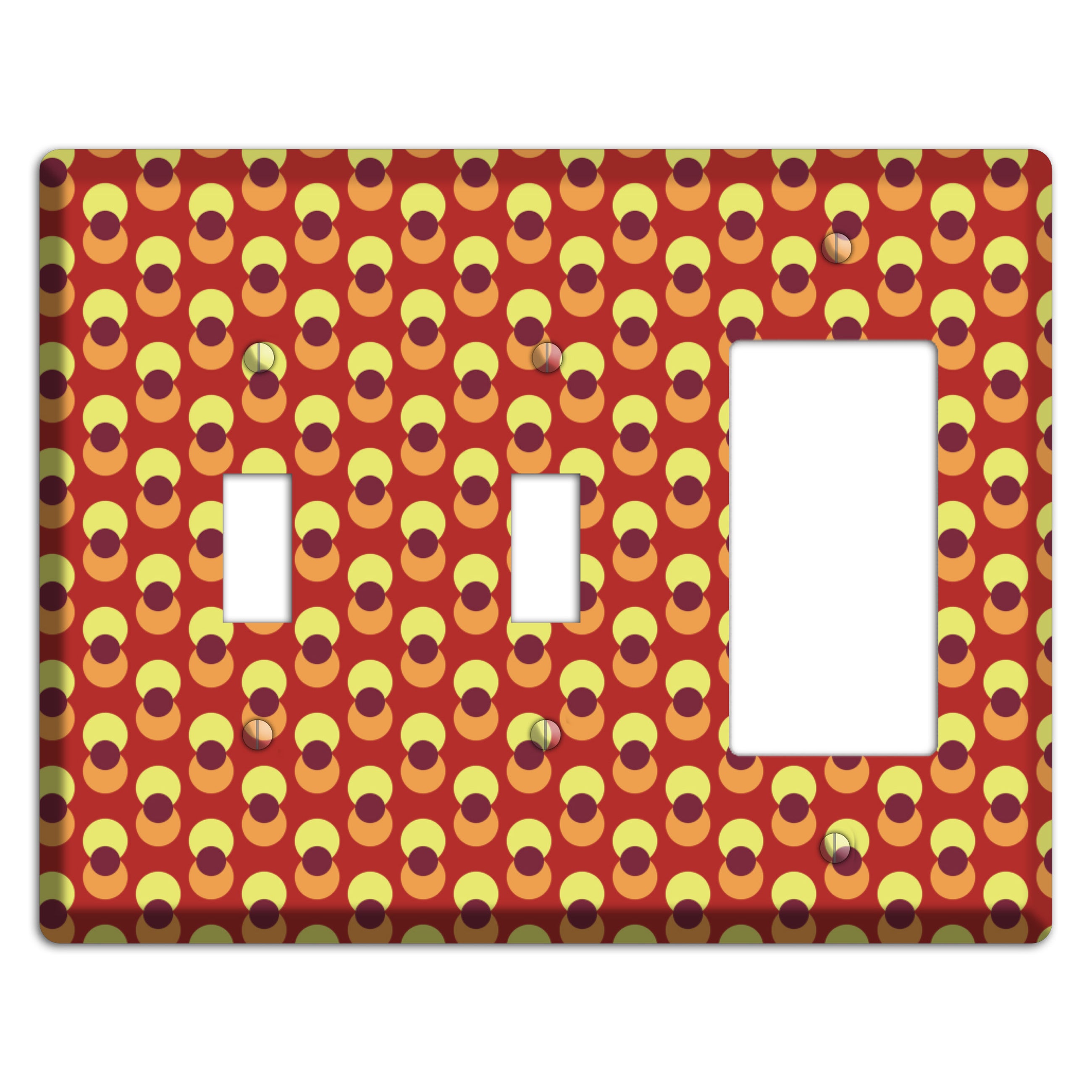 Red Yellow Coral Overlain Dots 2 Toggle / Rocker Wallplate