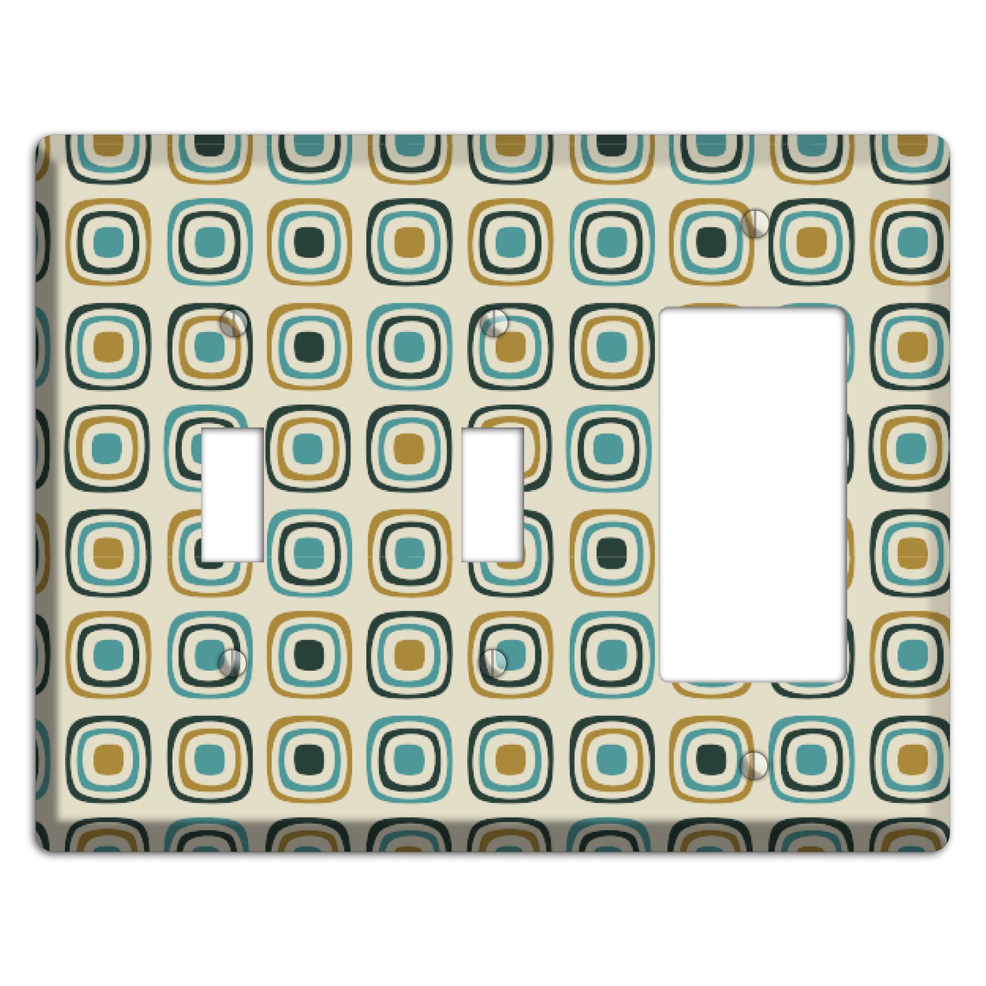 Yellow and Blue Rounded Squares 2 Toggle / Rocker Wallplate