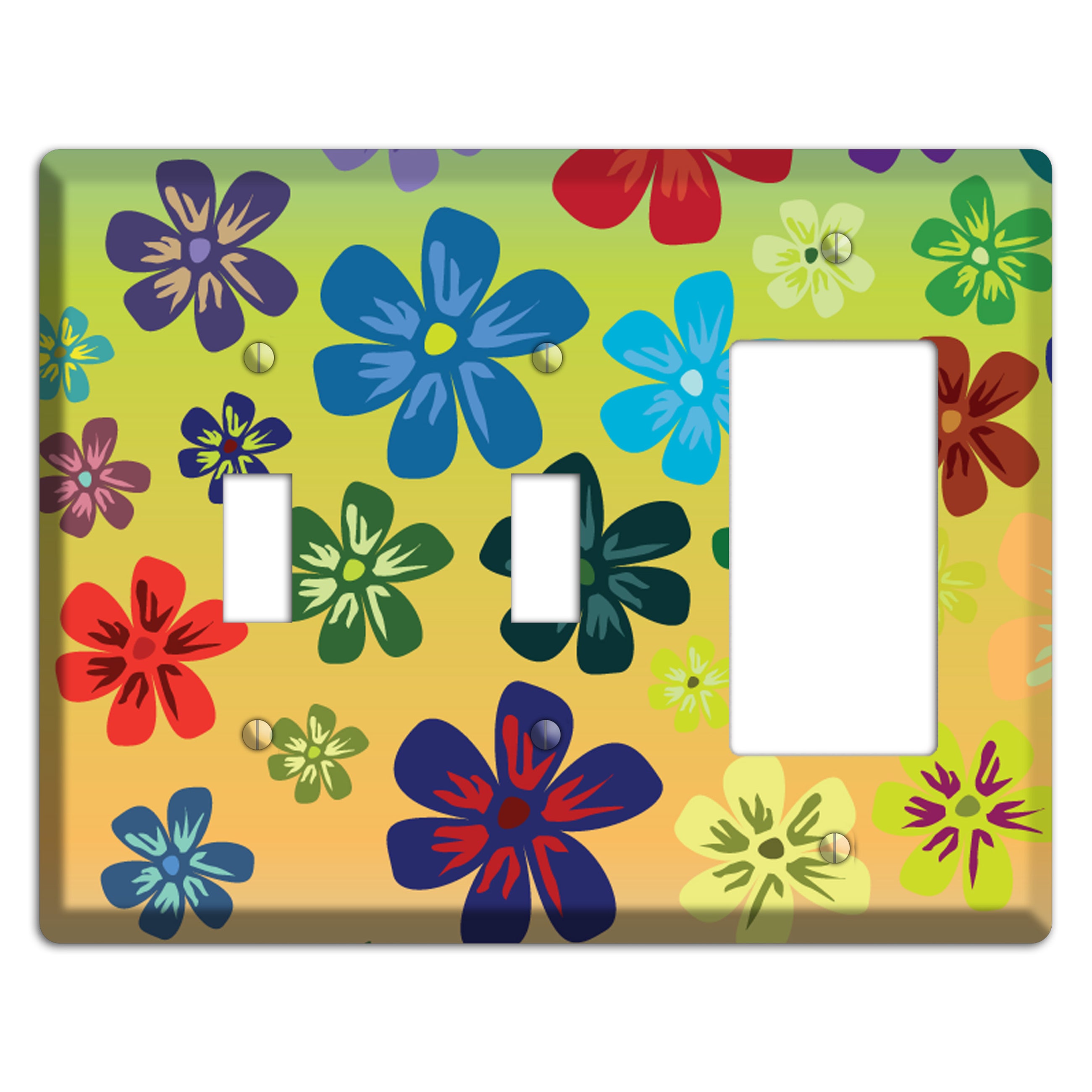 Black Flowers 2 Toggle / Rocker Wallplate