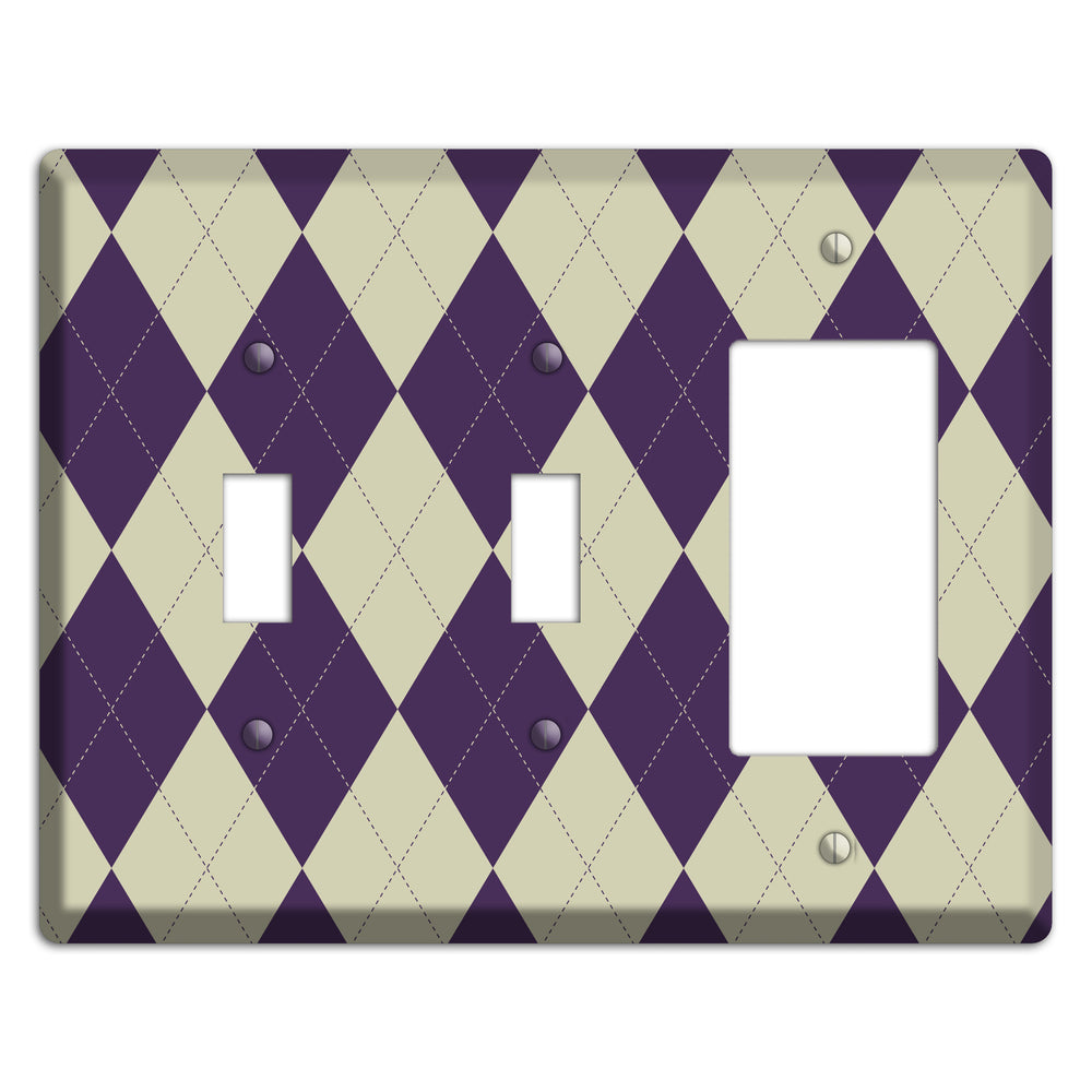 Purple and Tan Argyle 2 Toggle / Rocker Wallplate