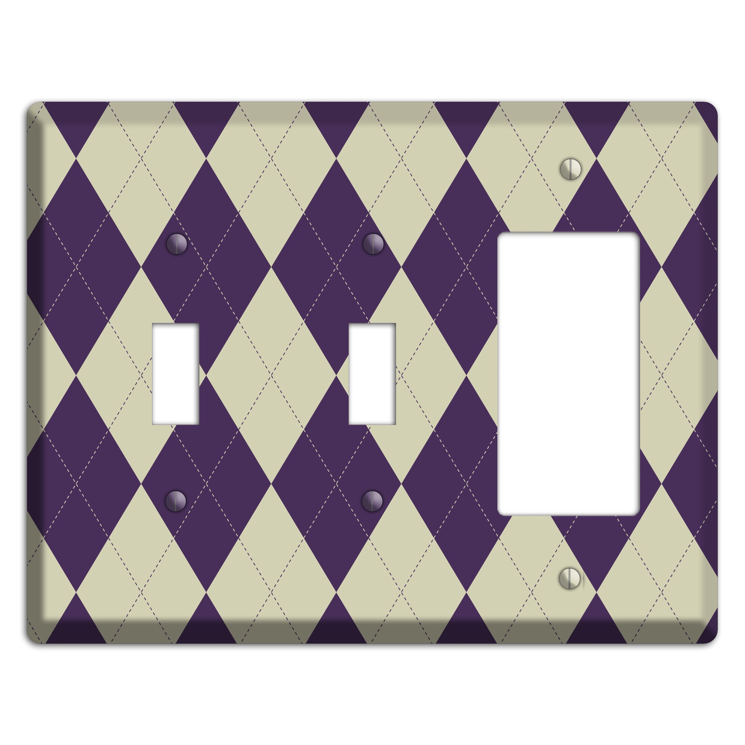 Purple and Tan Argyle 2 Toggle / Rocker Wallplate