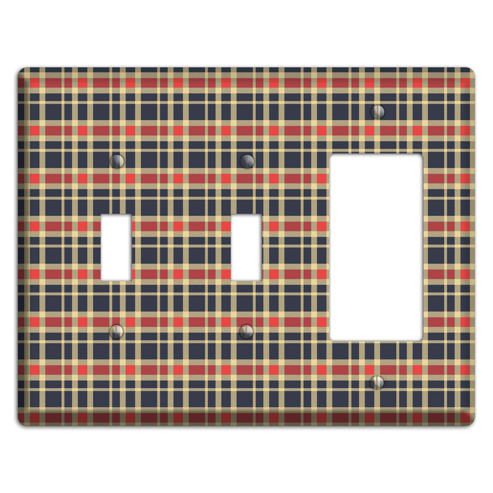 Maroon and Black Plaid 2 2 Toggle / Rocker Wallplate