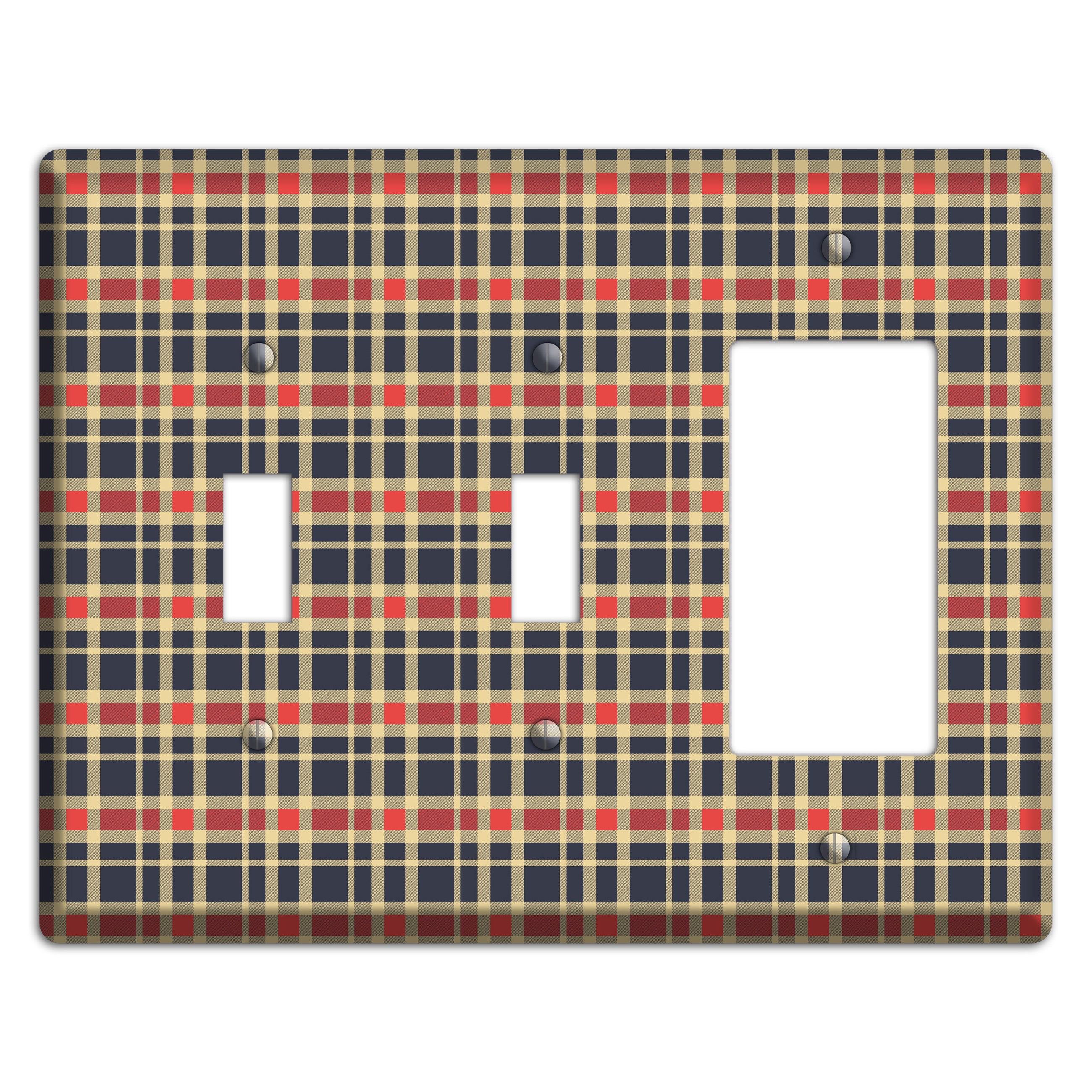 Maroon and Black Plaid 2 2 Toggle / Rocker Wallplate