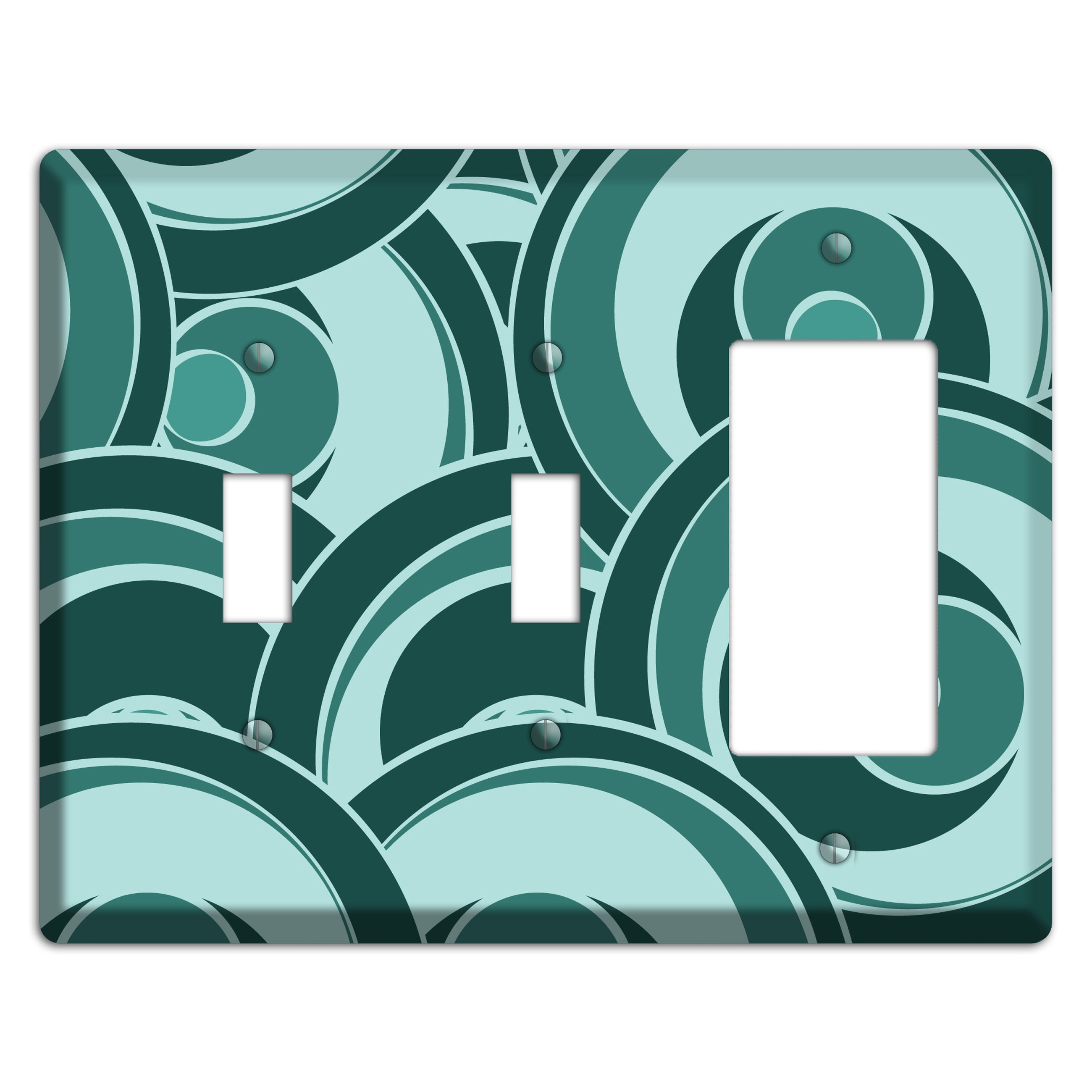 Blue-green Deco Circles 2 Toggle / Rocker Wallplate