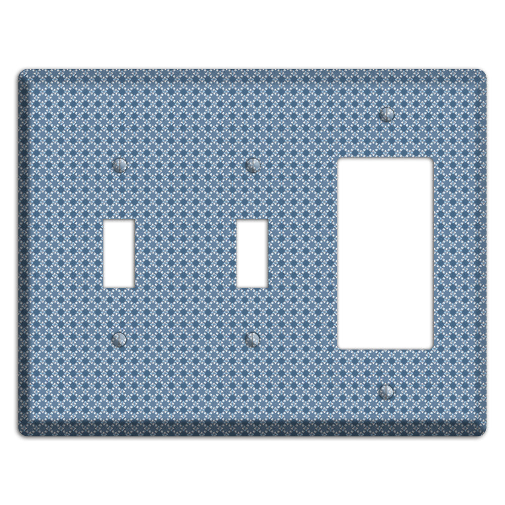 Multi Blue Checkered Foulard 2 Toggle / Rocker Wallplate