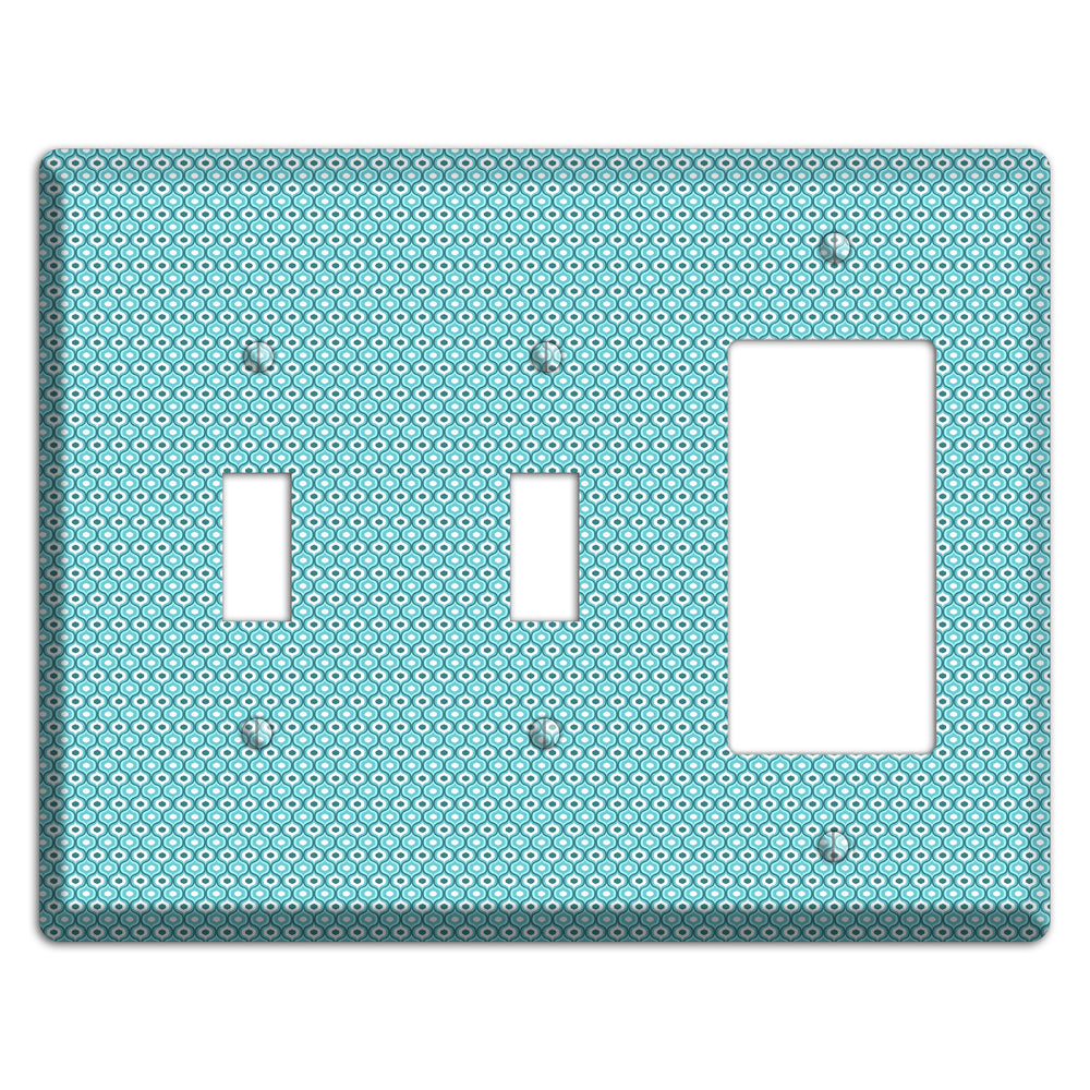 Turquoise Tiny Double Scallop 2 Toggle / Rocker Wallplate