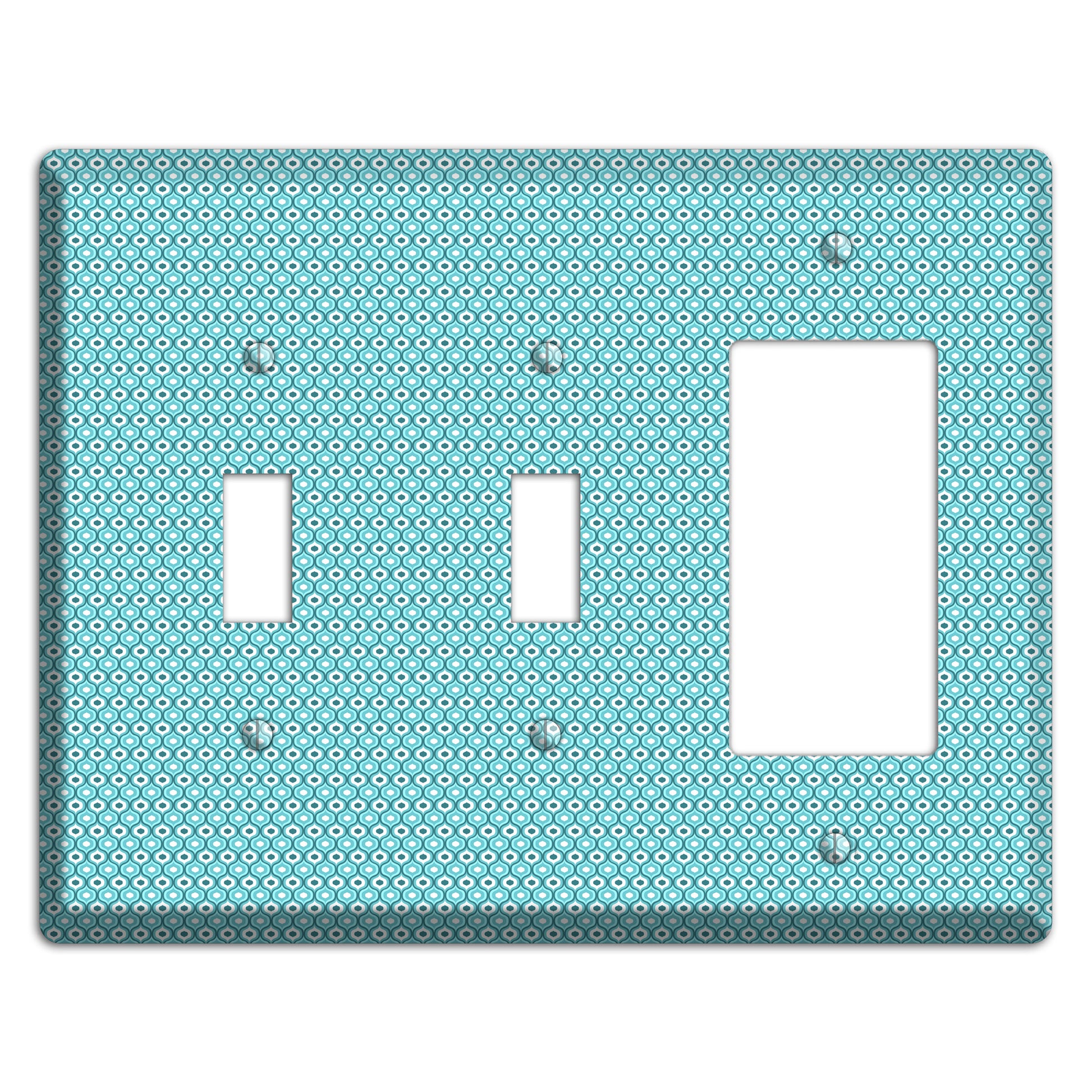 Turquoise Tiny Double Scallop 2 Toggle / Rocker Wallplate