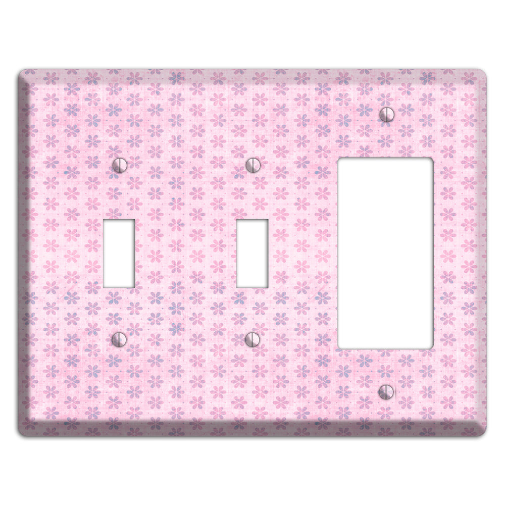 Pink Grunge Floral Contour 2 Toggle / Rocker Wallplate
