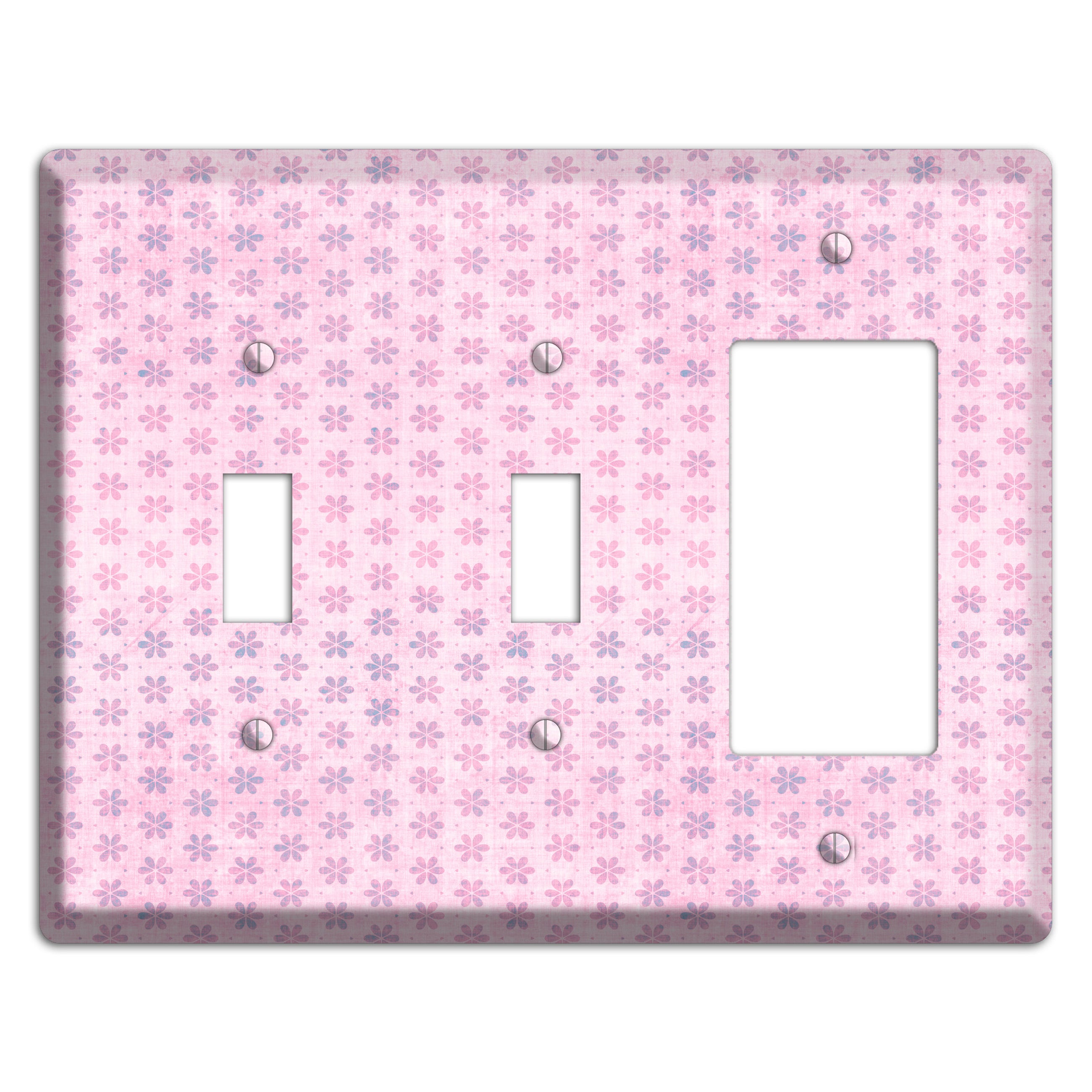 Pink Grunge Floral Contour 2 Toggle / Rocker Wallplate