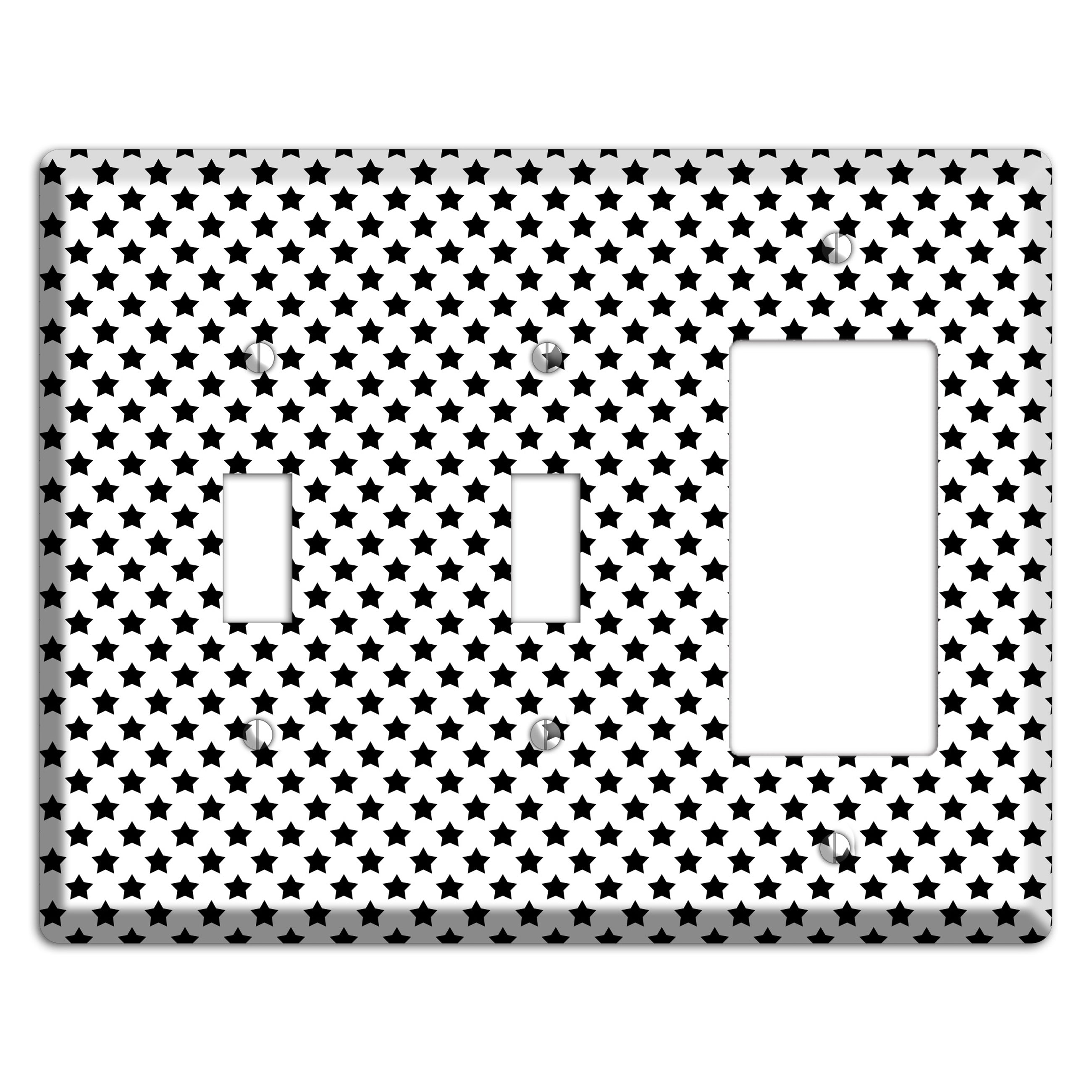 White with Black Stars 2 Toggle / Rocker Wallplate