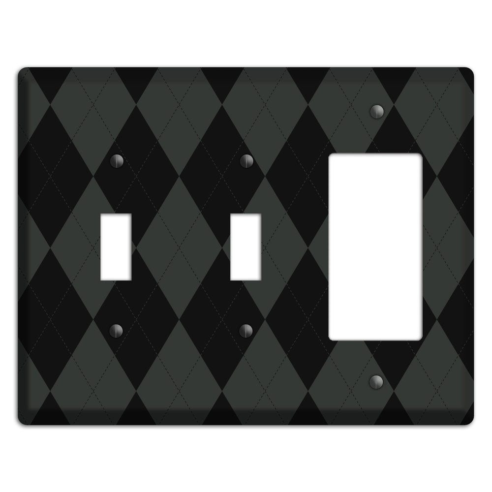 Gray and Black Argyle 2 Toggle / Rocker Wallplate
