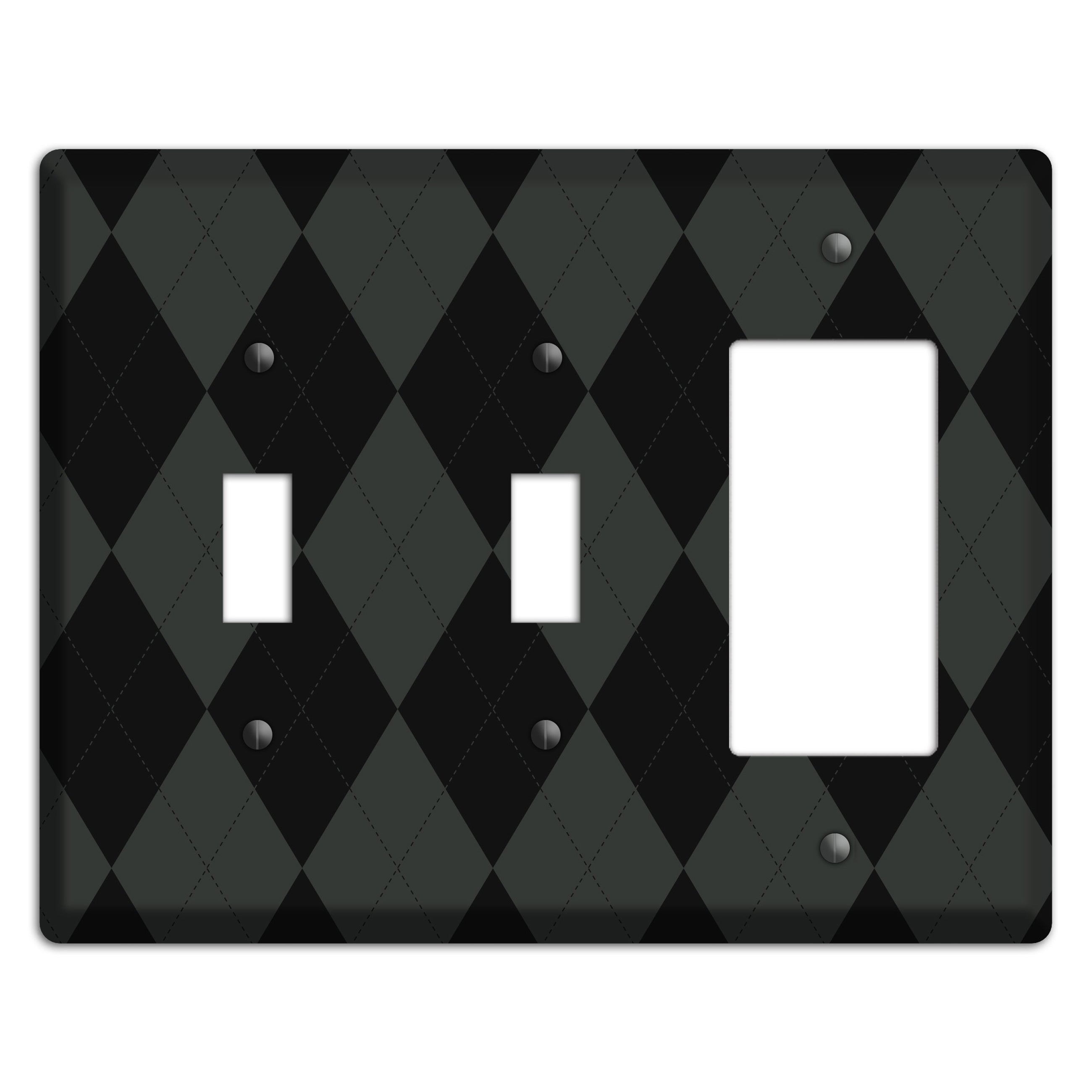Gray and Black Argyle 2 Toggle / Rocker Wallplate