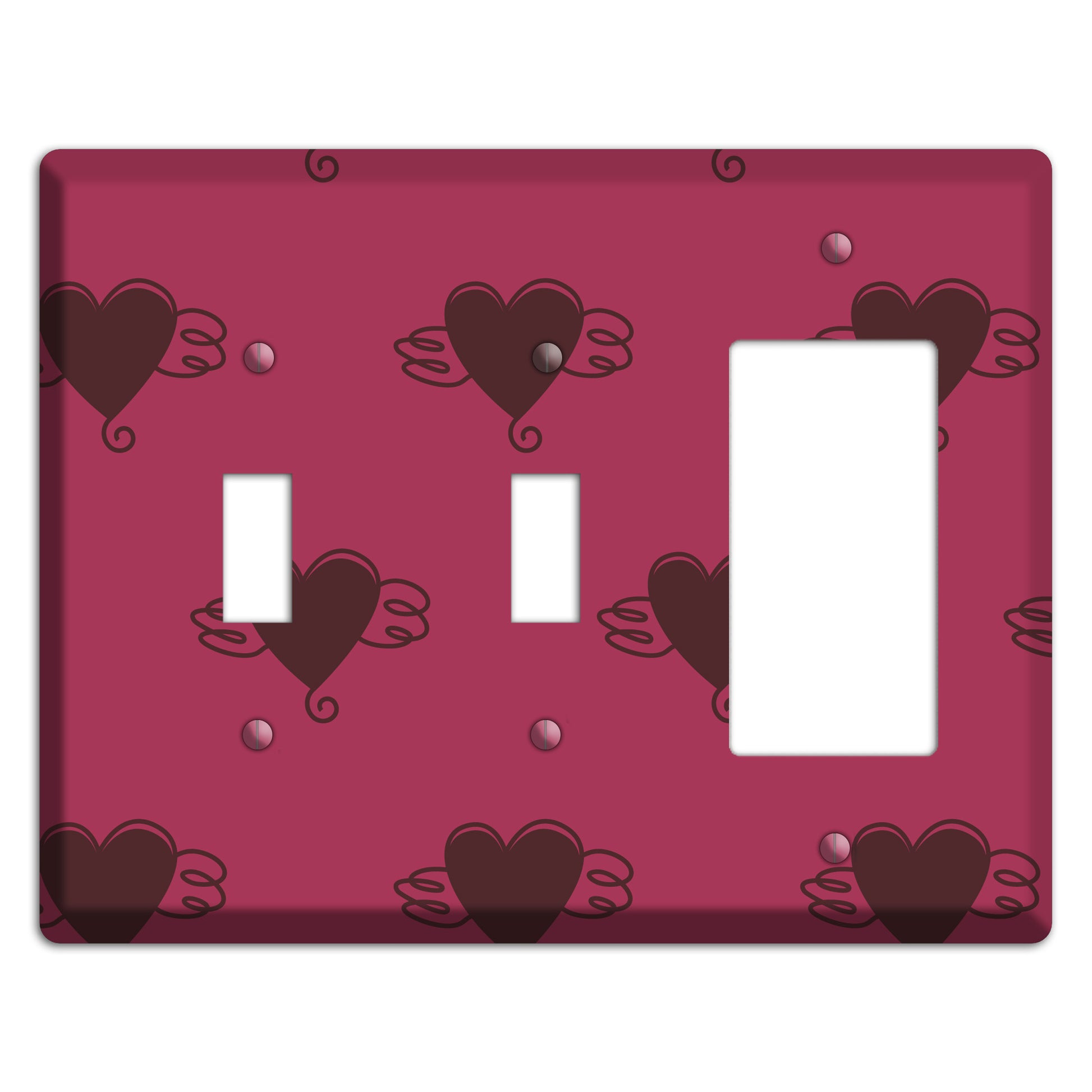 Fuschia Winged Hearts 2 2 Toggle / Rocker Wallplate