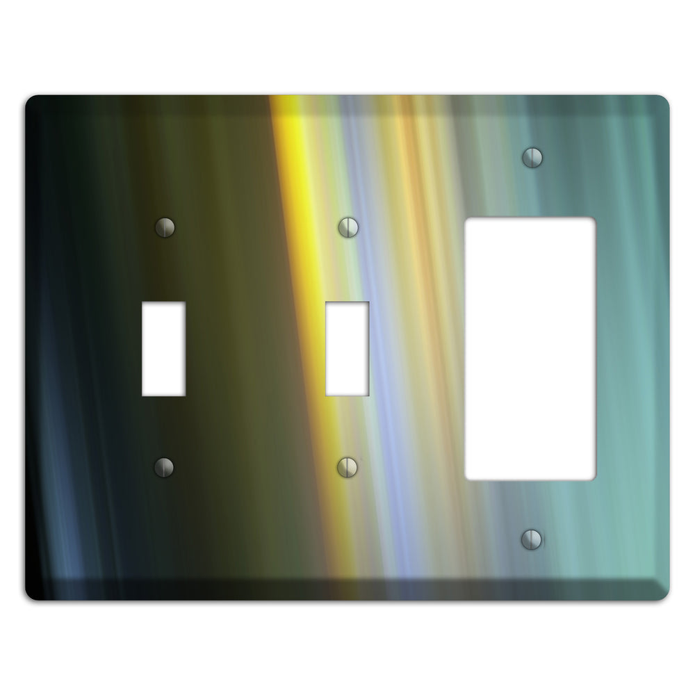 Black with Yellow Ray of Light 2 Toggle / Rocker Wallplate