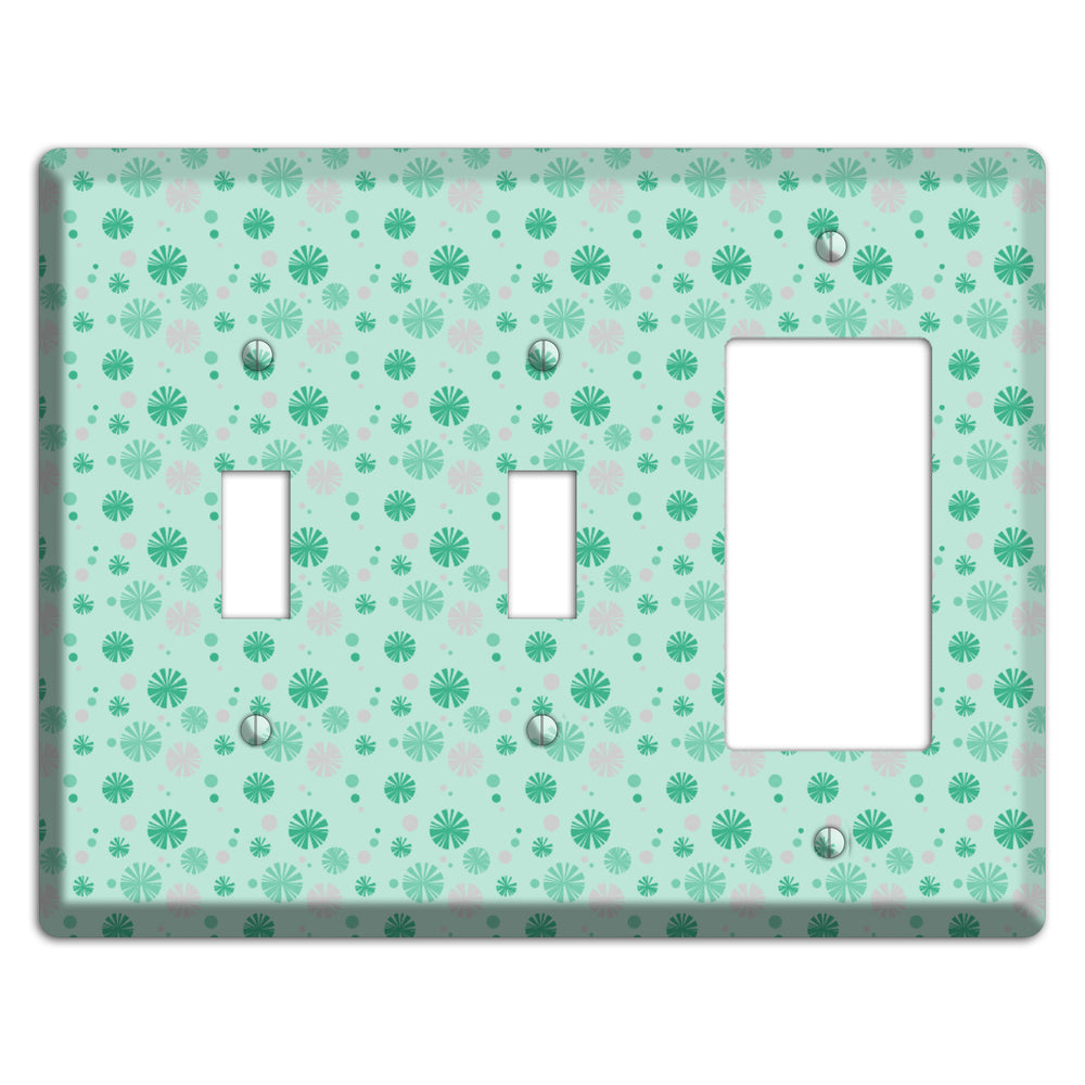 Multi Aqua and Grey Retro Burst 2 Toggle / Rocker Wallplate