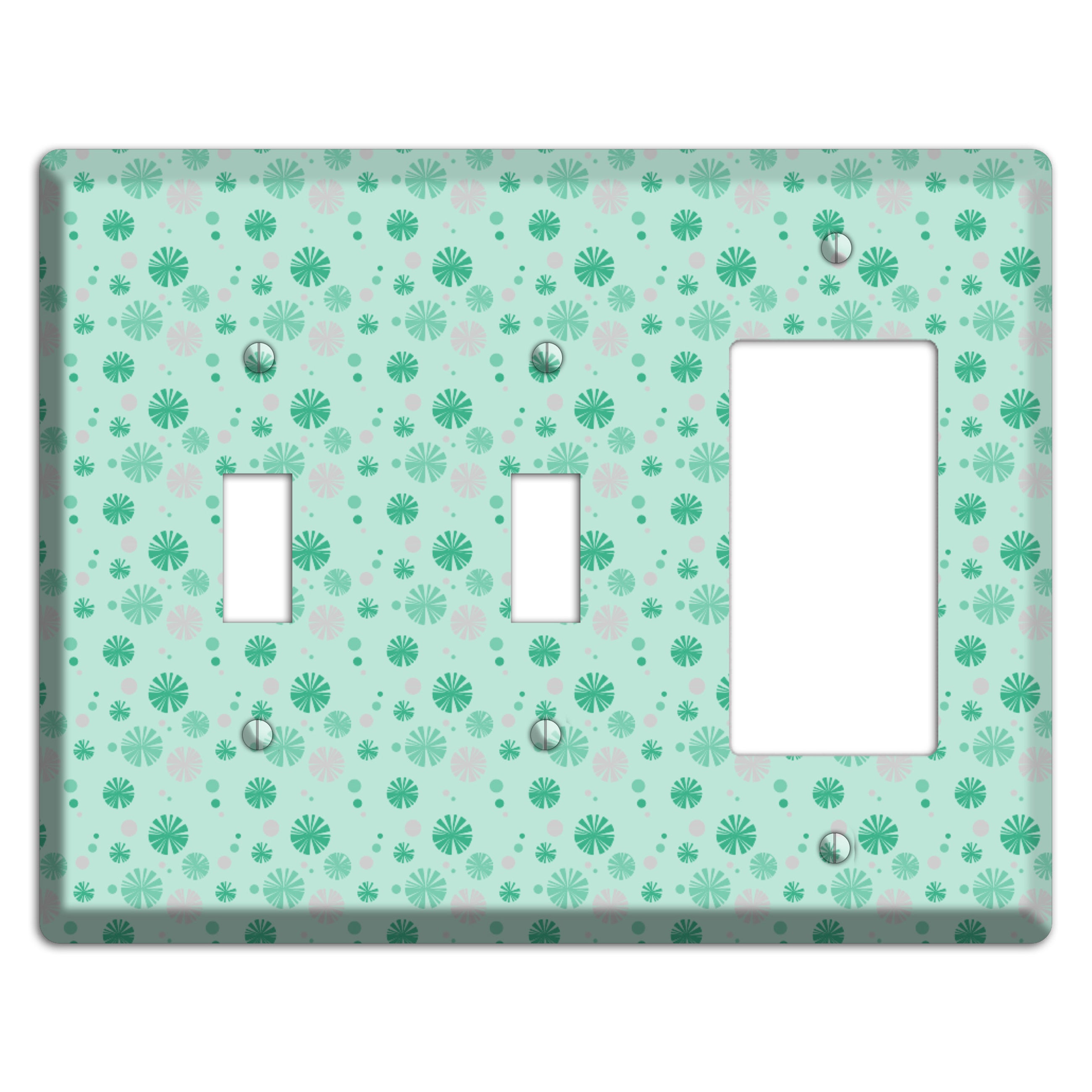 Multi Aqua and Grey Retro Burst 2 Toggle / Rocker Wallplate