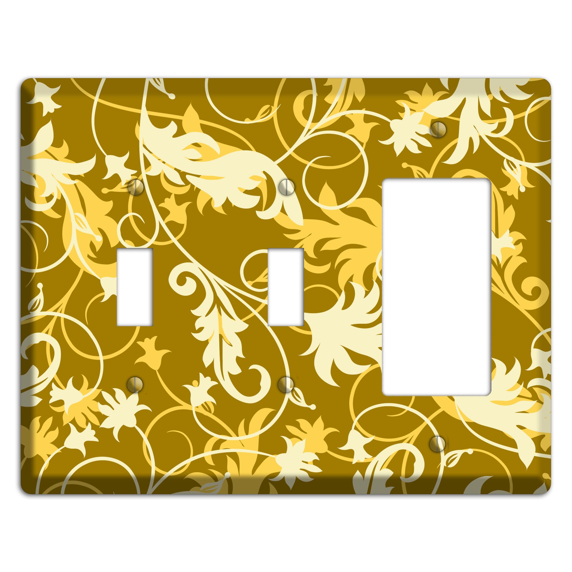 Brown and Tan Victorian Sprig 2 Toggle / Rocker Wallplate