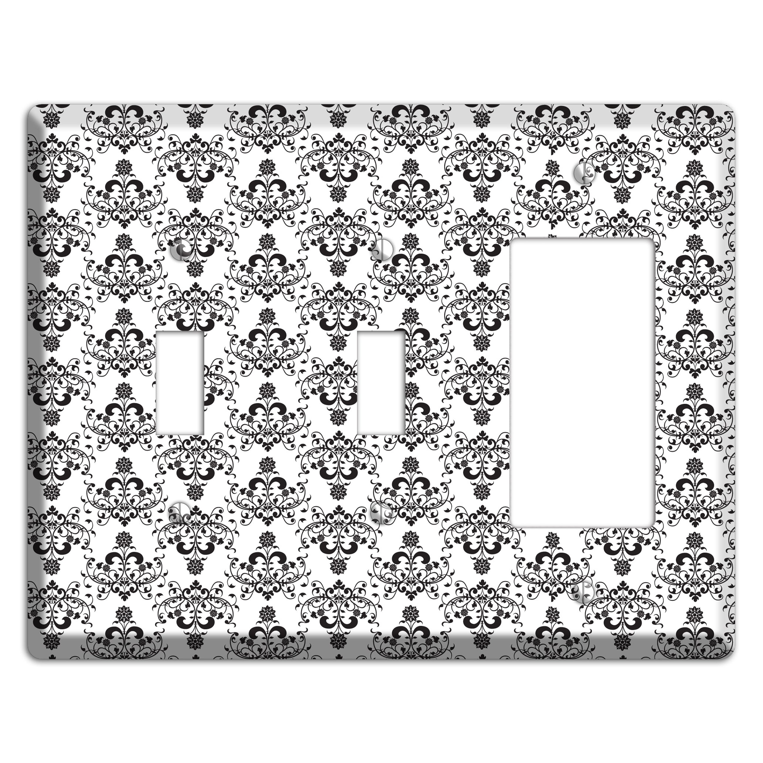 White with Black Cartouche Half Drop 2 Toggle / Rocker Wallplate