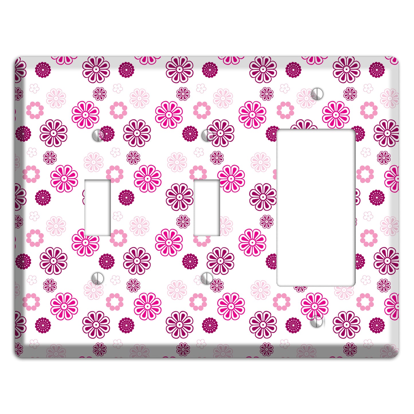 Maroon and Pink Retro Floral 2 Toggle / Rocker Wallplate