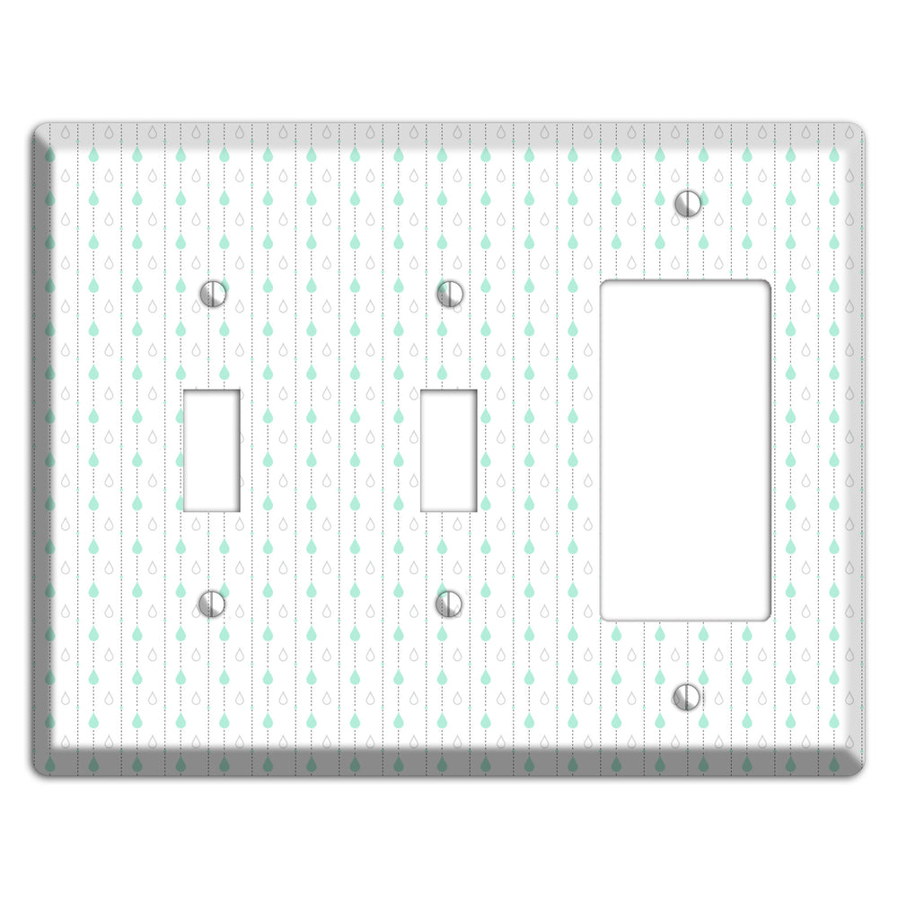 White and Blue Drops 2 2 Toggle / Rocker Wallplate